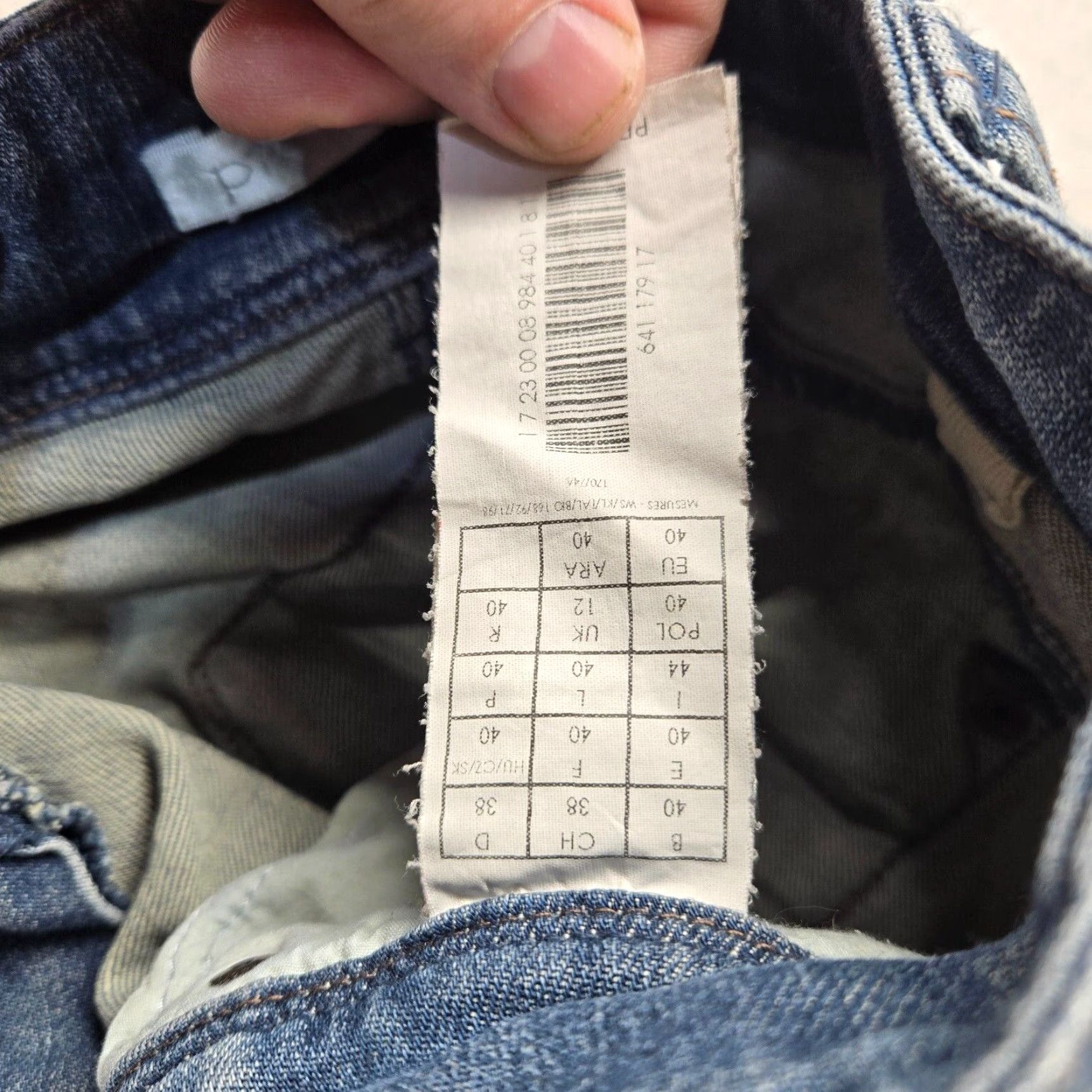 Denime Promod Jeans Women's Low-Rise Stretch Distressed Blue Denim Size 12 Regular 5-Pocket Straight Fit Size 34" / US 12 / IT 48 - 4 Thumbnail