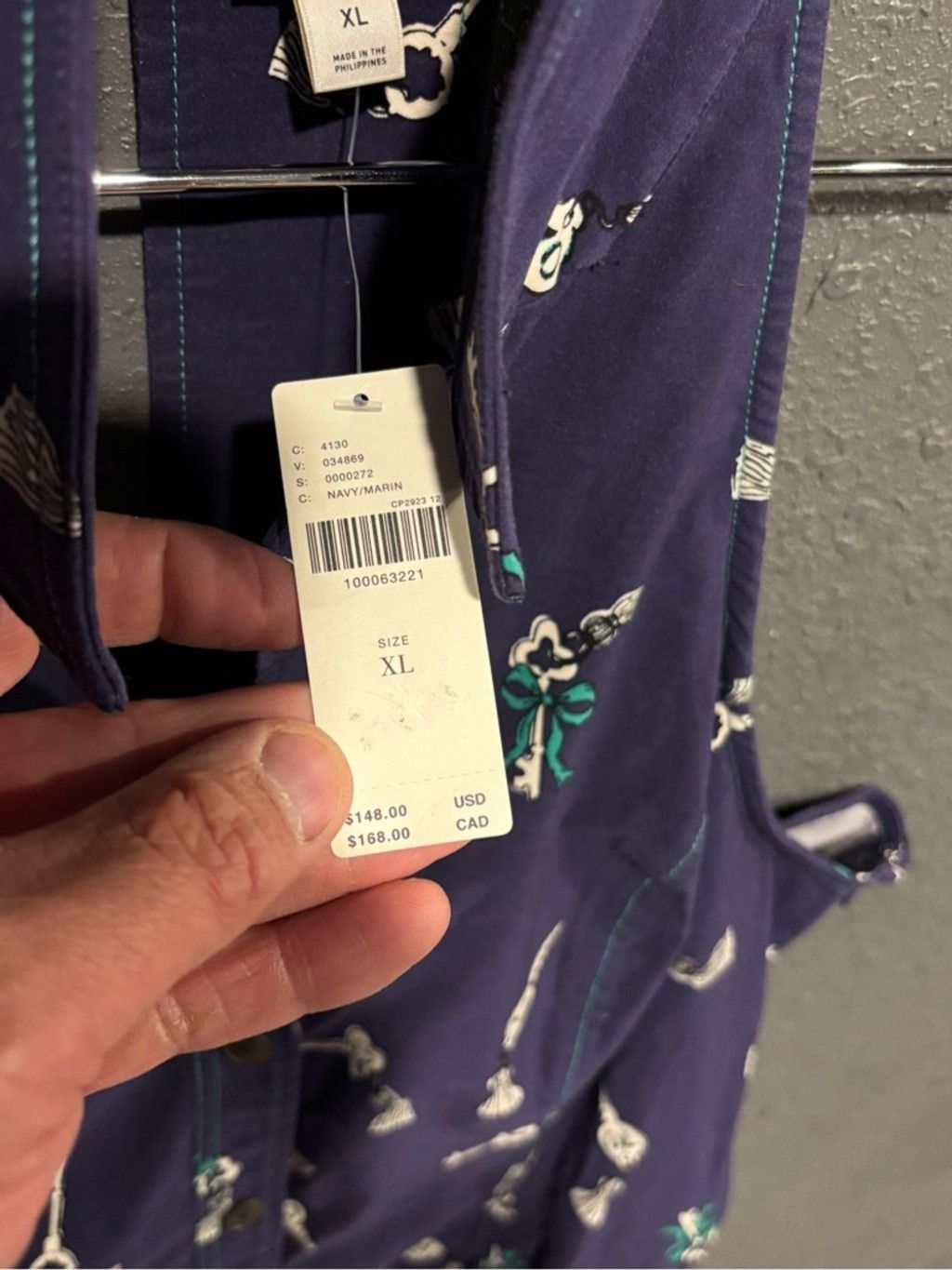 Anthropologie Anthropology Maeve Navy Button-Up midi Dress with Key Print Size XL / US 12-14 / IT 48-50 - 4 Thumbnail