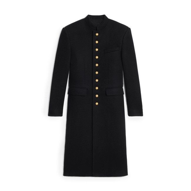 Celine o1w1db10925 2M97A998K Military Wool Coat in Black Size XXS / US 00 / IT 34 - 1 Thumbnail
