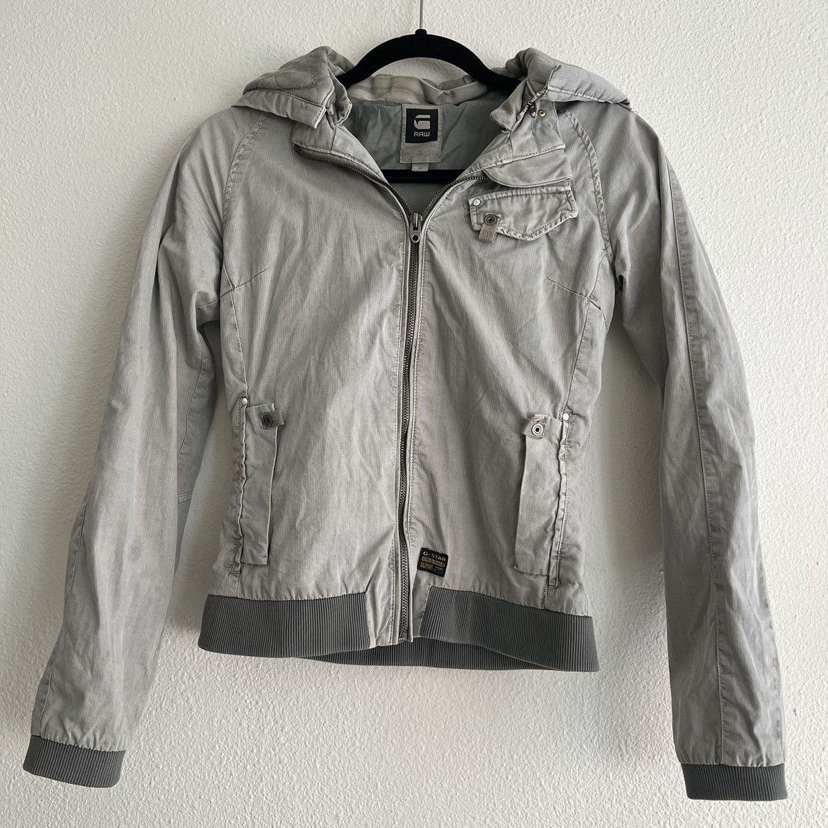 image of Vintage G Star Raw Military Style Jacket in Grey, Women's (Size XS)