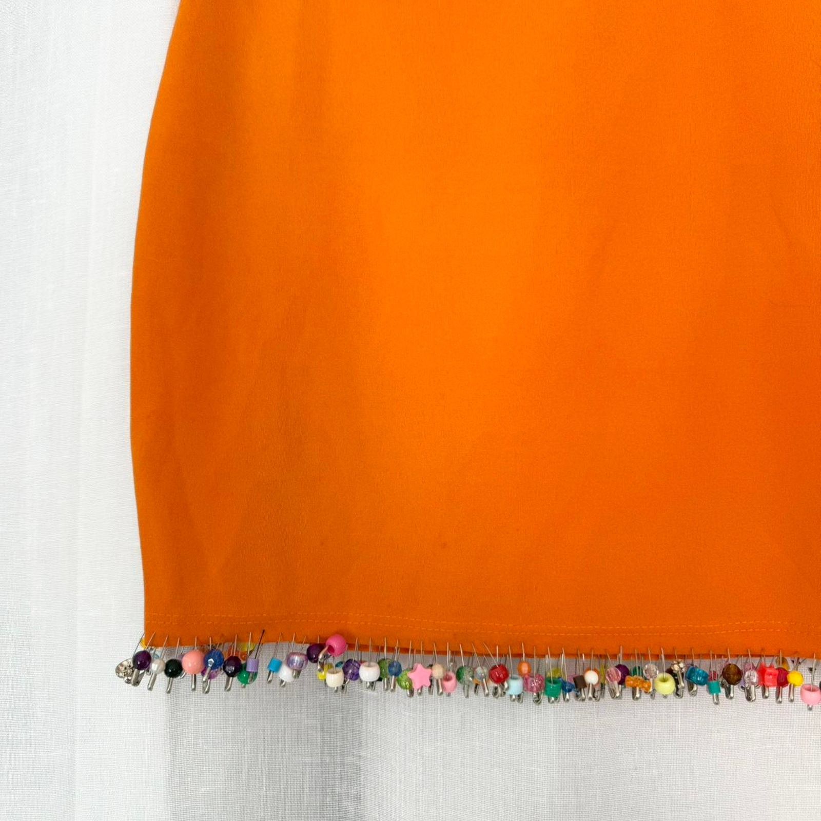 Other ✿ beaded safety pin mini skirt ⋆ orange fitted mini ✿ Size 27" / US 4 / IT 40 - 5 Thumbnail