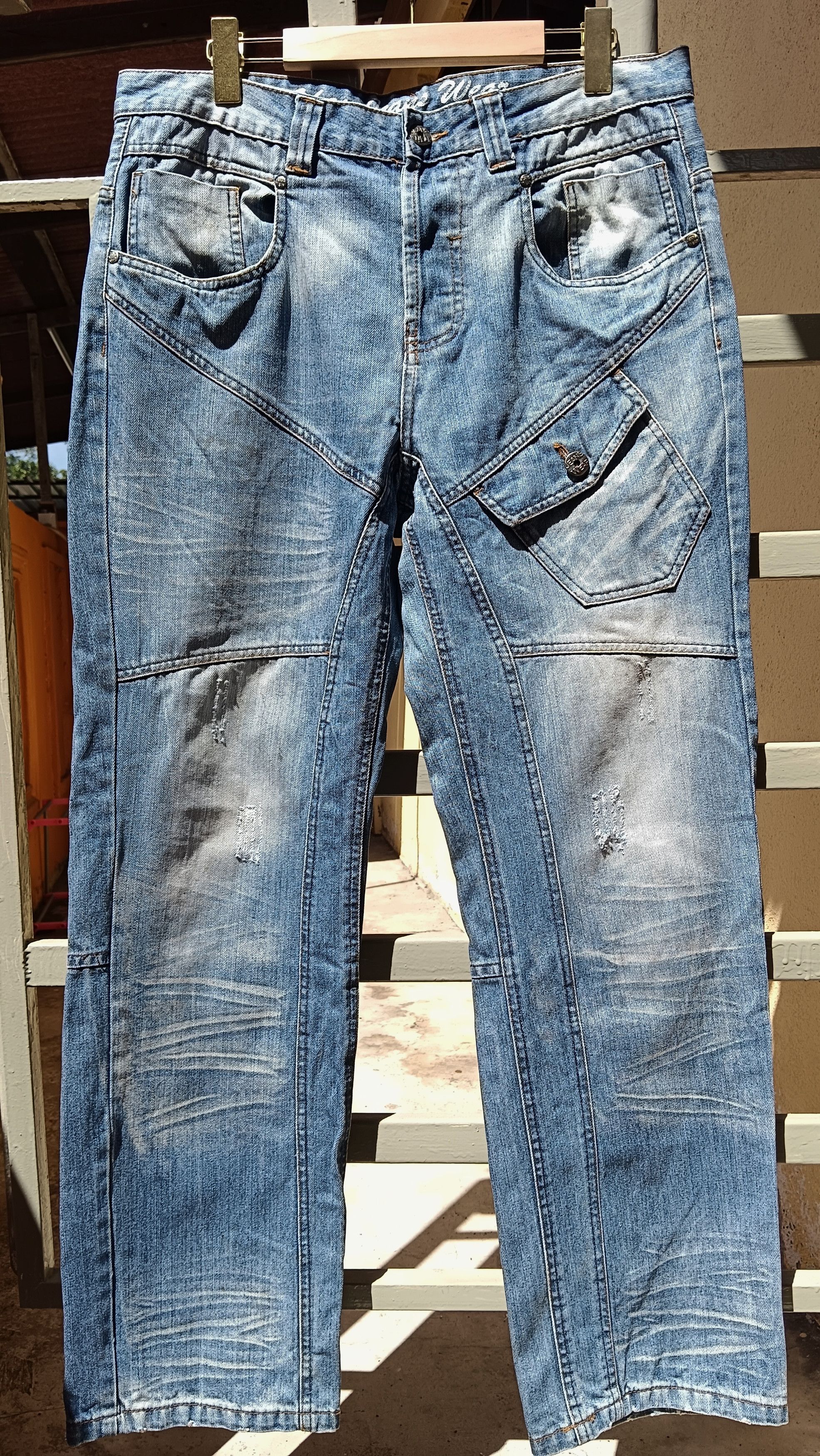 Denim & Co. 🔥FYE🔥 Button Fly Distressed Punk Denim Size US 34 / EU 50 - 1 Thumbnail