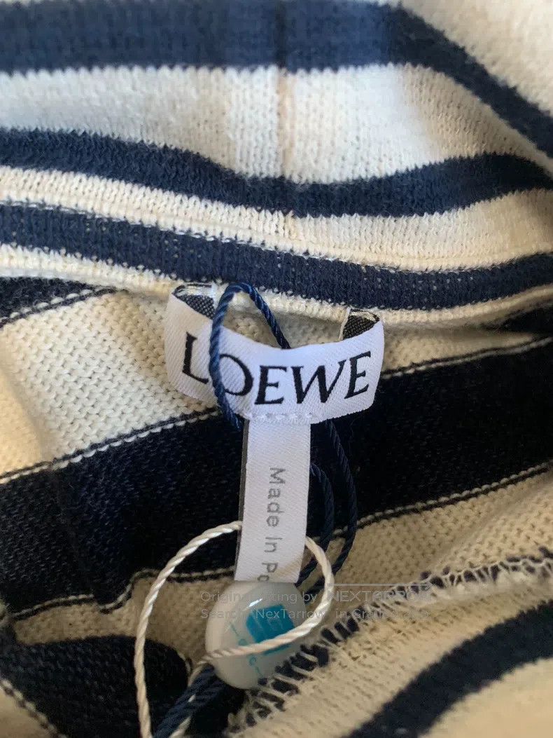 Loewe Loewe Black and White Striped Knit Hooded Sweatshirt Size L / US 10 / IT 46 - 3 Thumbnail
