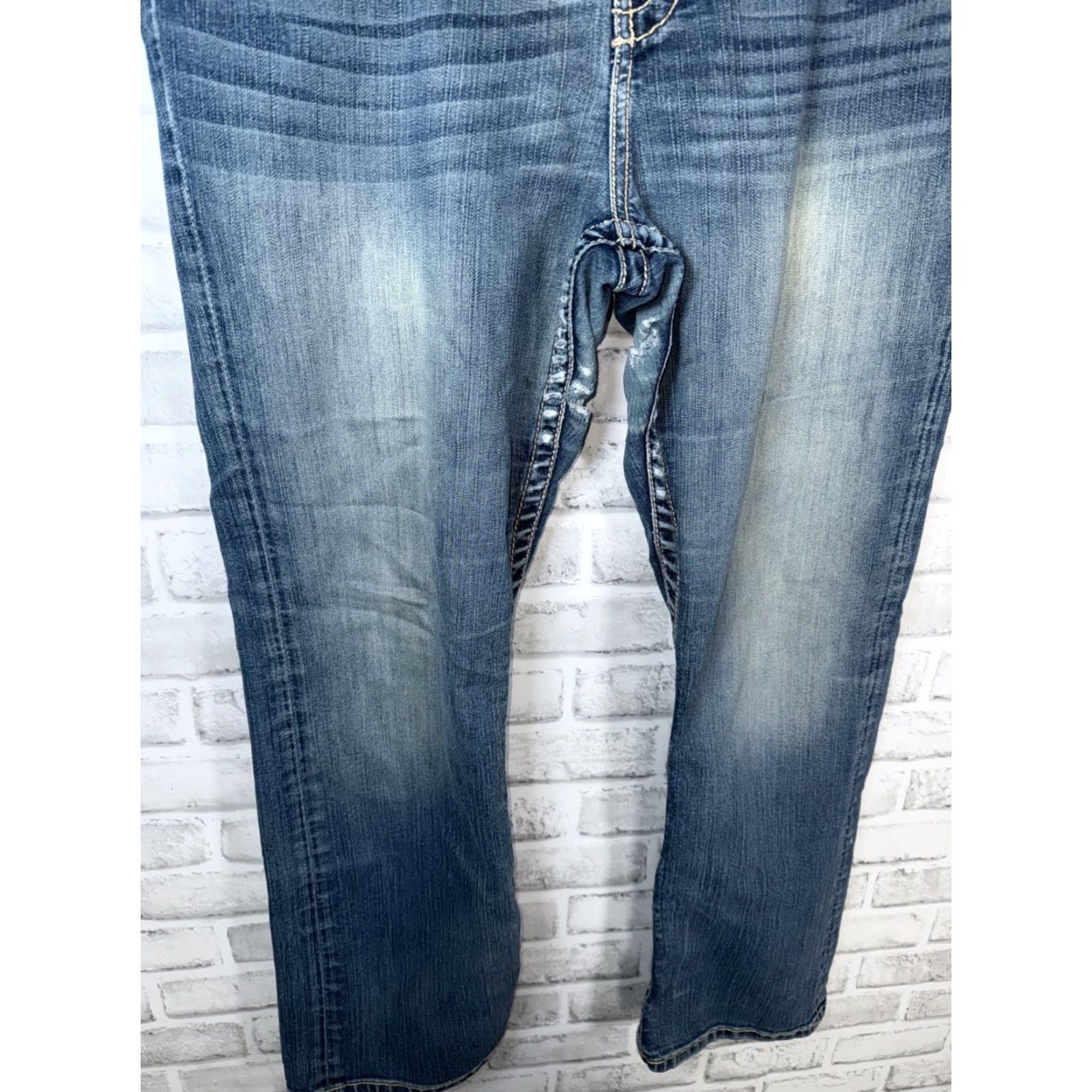 Vintage BKE Jeans Distressed Blue Denim Britni Straight Stretch Medium Wash Womens 34x29 Size 24" / US 00 / IT 34 - 4 Thumbnail