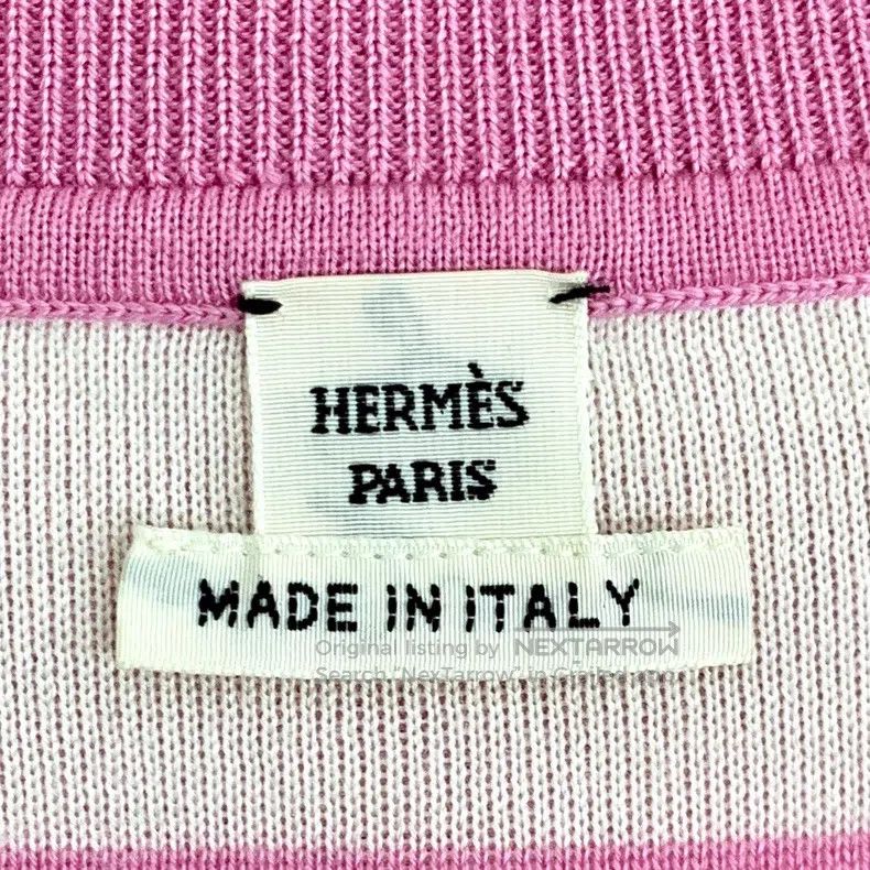Hermes Hermes Pink Striped Rope Embroidered Cashmere Crew Neck Si Size XXS / US 00 / IT 34 - 5 Thumbnail