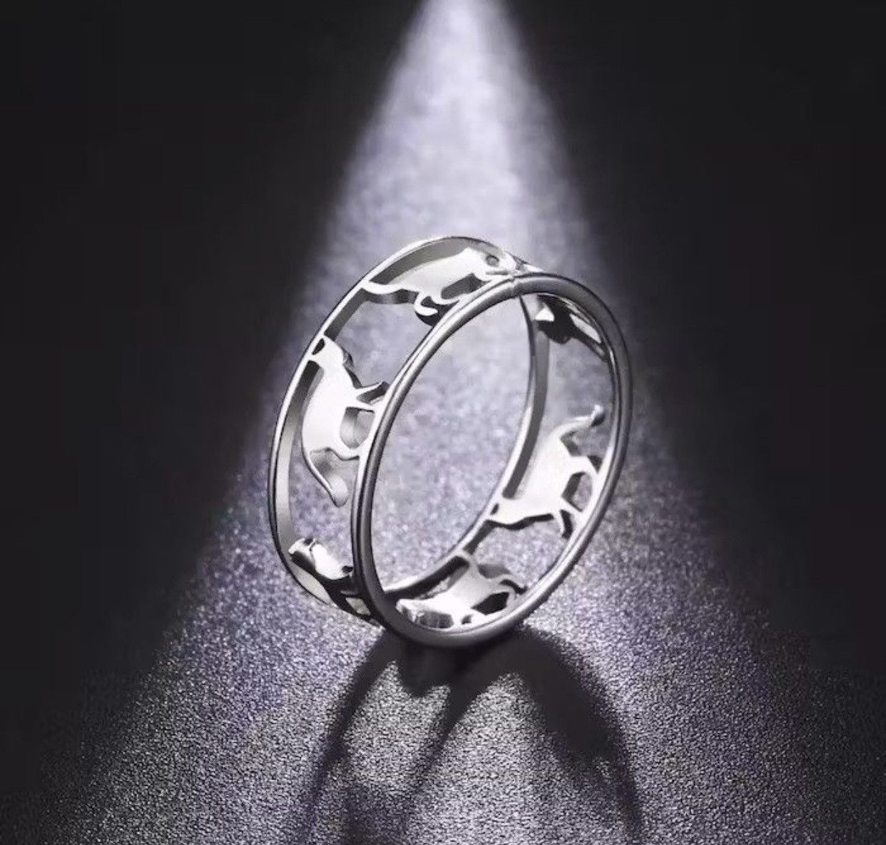 Jewelry × Vintage Hollow Walking Cats Ring Size ONE SIZE - 1 Thumbnail