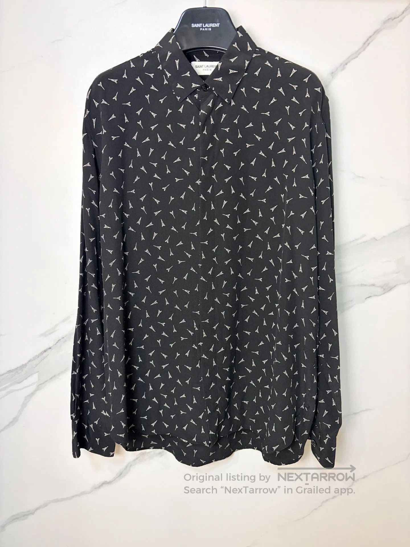 Saint Laurent Paris Saint Laurent Silk Eiffel Tower Shirt 42. Size US XS / EU 42 / 0 - 1 Thumbnail