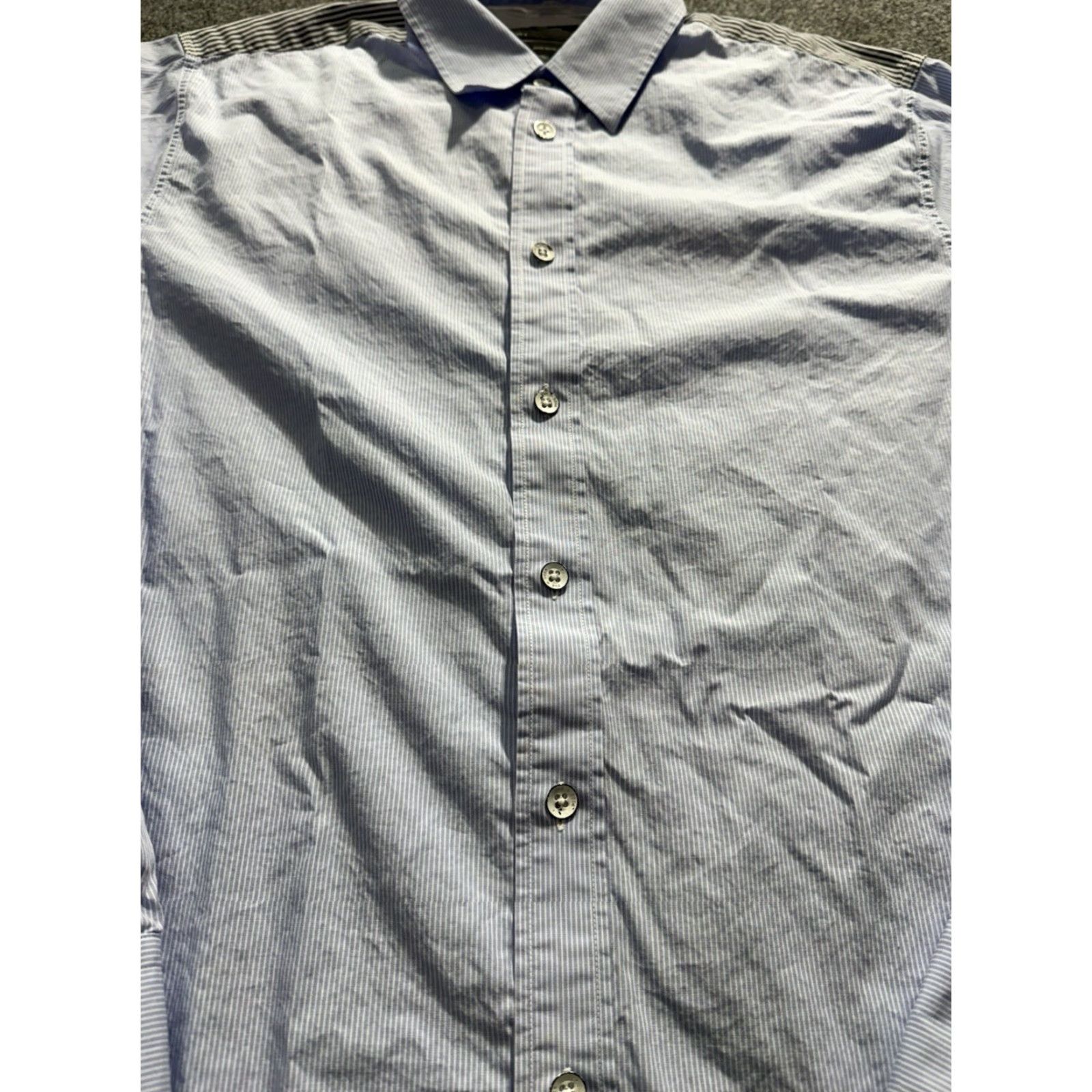 Rag & Bone rag & bone Shirt Mens S Blue Button-Up Long Sleeve Cotton Stretch Striped Casual Party/Cocktail Men Size US S / EU 44-46 / 1 - 7 Thumbnail