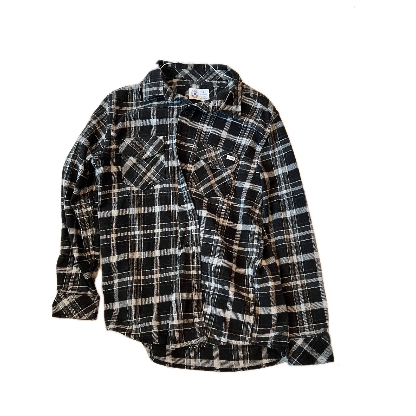 Hurley Hurley Black White Checkered Flannel Mens M Size US M / EU 48-50 / 2 - 1 Thumbnail