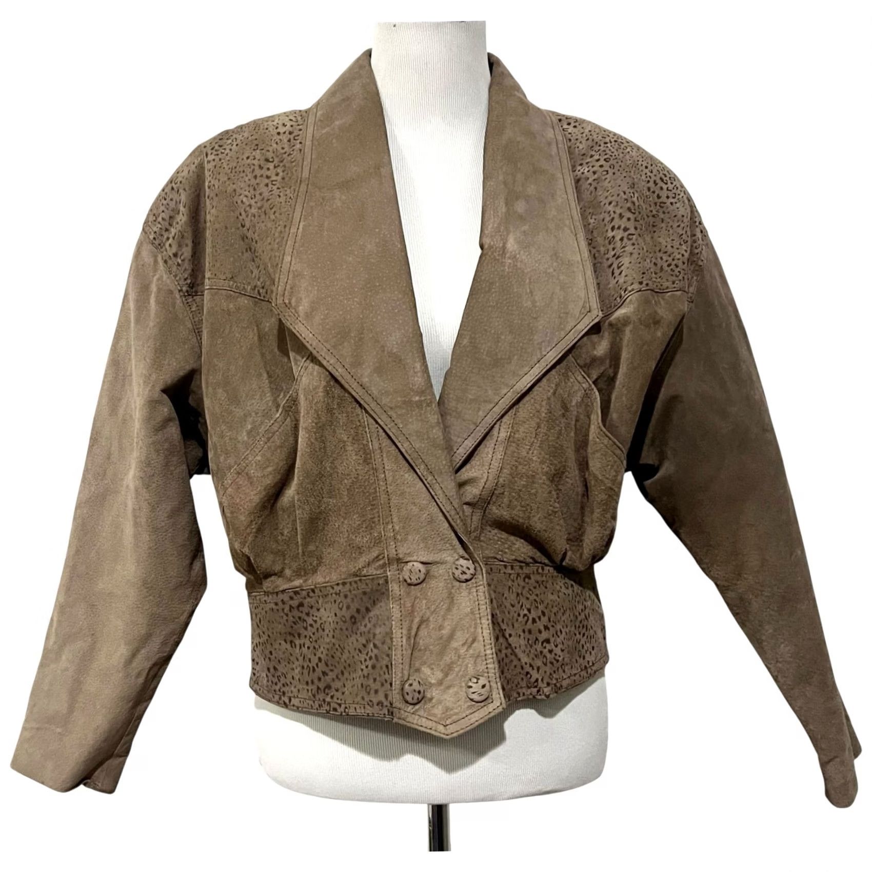 Vintage VINTAGE Chia Leather Suede Jacket Big Shoulder Corset Tan Women’s Sz L 80s 90s Recipe: Shirt Size L / US 10 / IT 46 - 2 Thumbnail