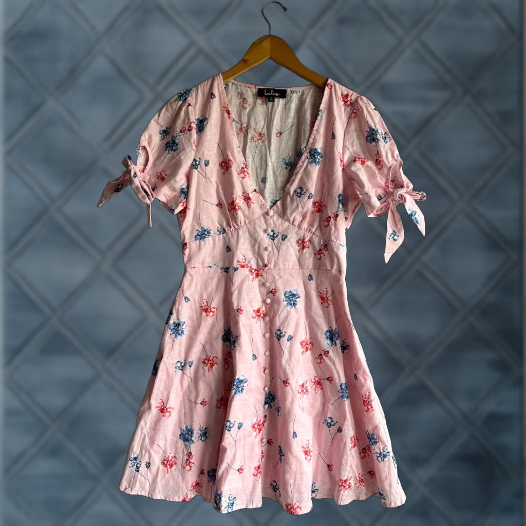 Lulus Dress Women's Small Floral Tie Mini Bohemian Pink Short