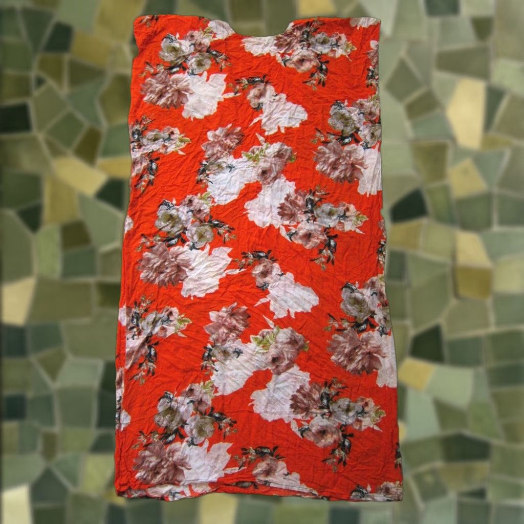 Vintage VINTAGE Kaftan Dress Women OS Maxi Floral Orange Green White Paisley Long Maxi Dress Size ONE SIZE - 1 Thumbnail