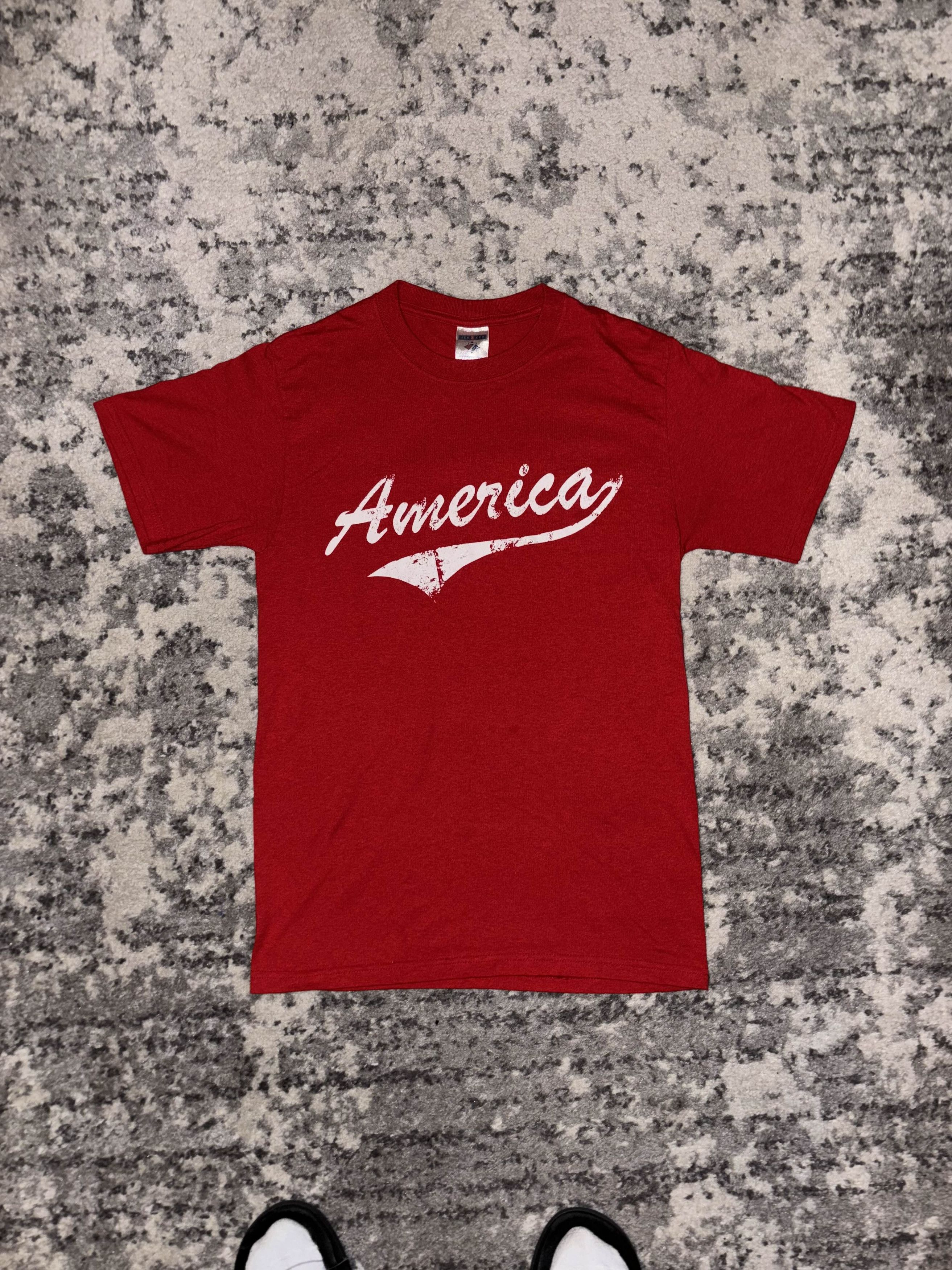 Vintage Y2K America Swoosh Underline Shirt Size US S / EU 44-46 / 1 - 2 Thumbnail
