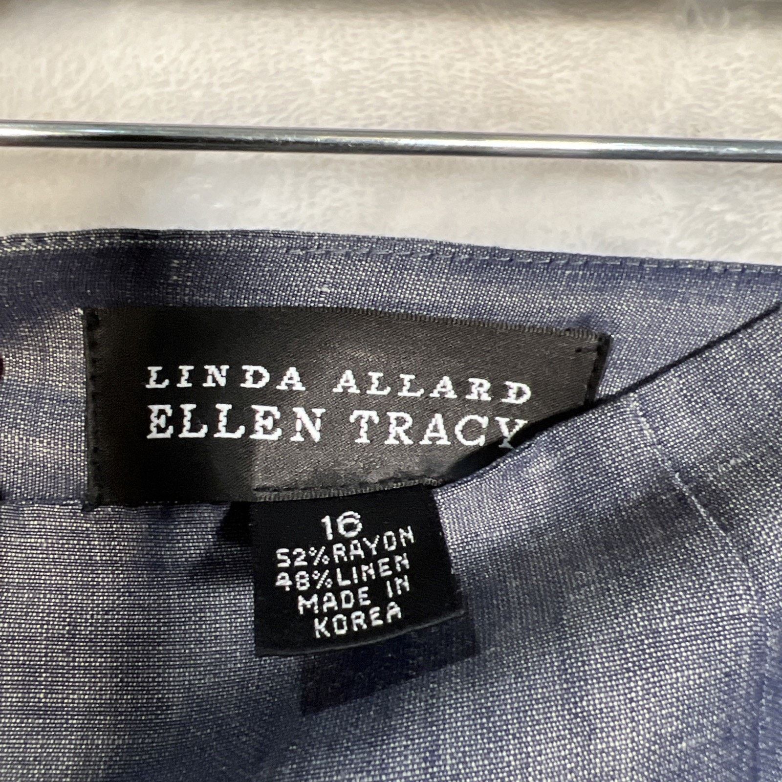 Ellen Tracy Linda Allard Ellen Tracy Blue Shiny Back Zip ￼Linen Blend Pe Size 38" / US 16 / IT 52 - 2 Thumbnail