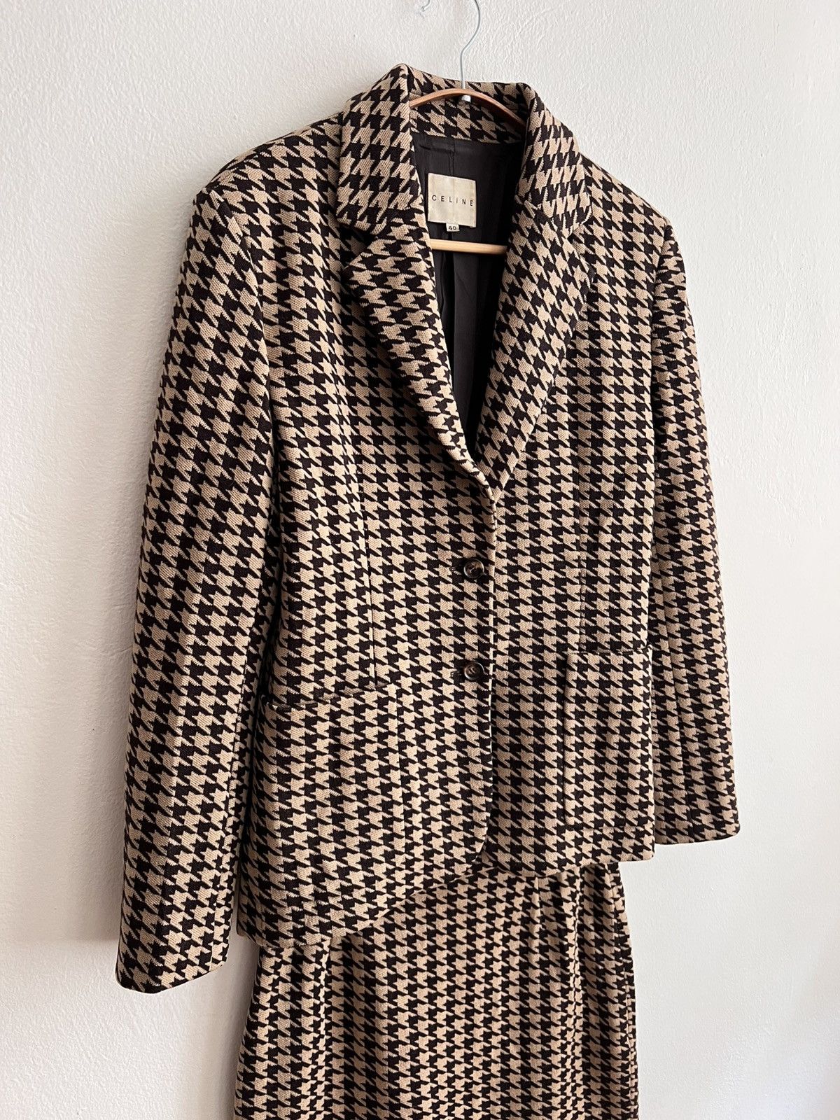 Celine Vintage Celine Houndstooth pattern suit Size L / US 10 / IT 46 - 1 Thumbnail