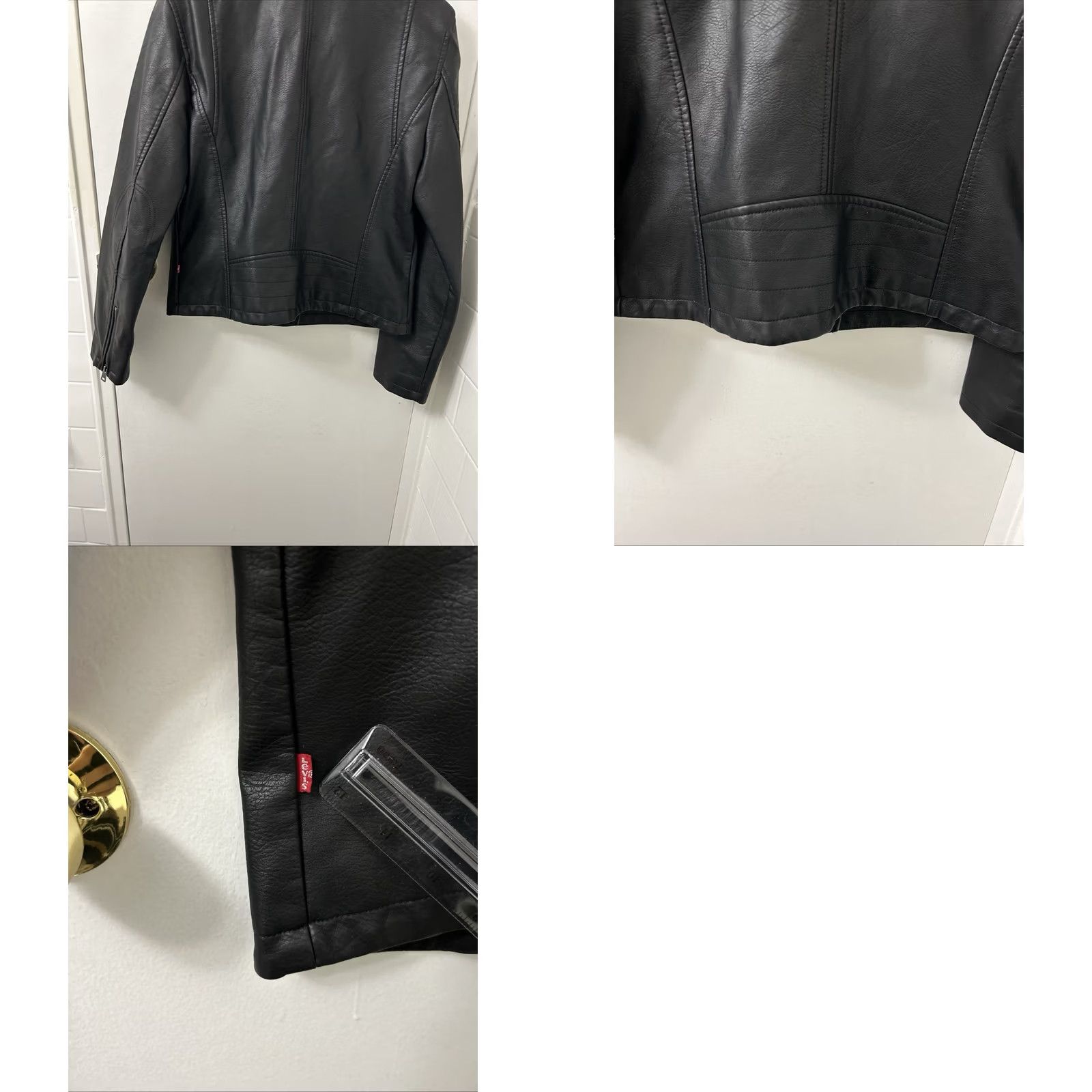 Levi's Levis Womens Faux Leather Moto Jacket Size M Black Asymmetrical Zip Biker Jacket Coat Size M / US 6-8 / IT 42-44 - 9 Thumbnail