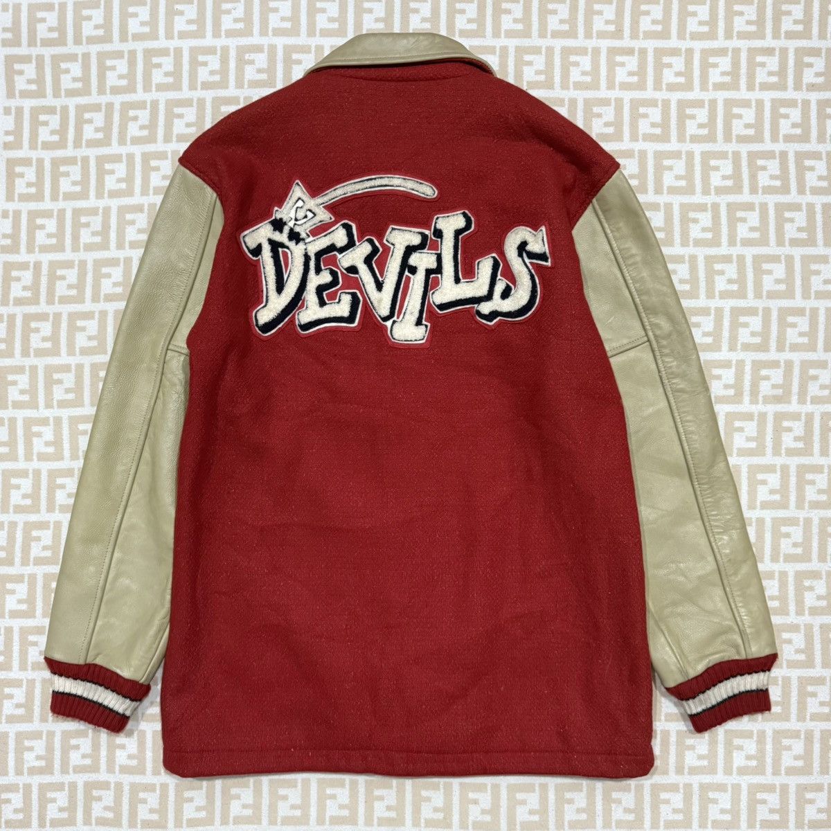 Vintage Houston Sportswear Devil Varsity Leather Jacket Size US M / EU 48-50 / 2 - 3 Thumbnail