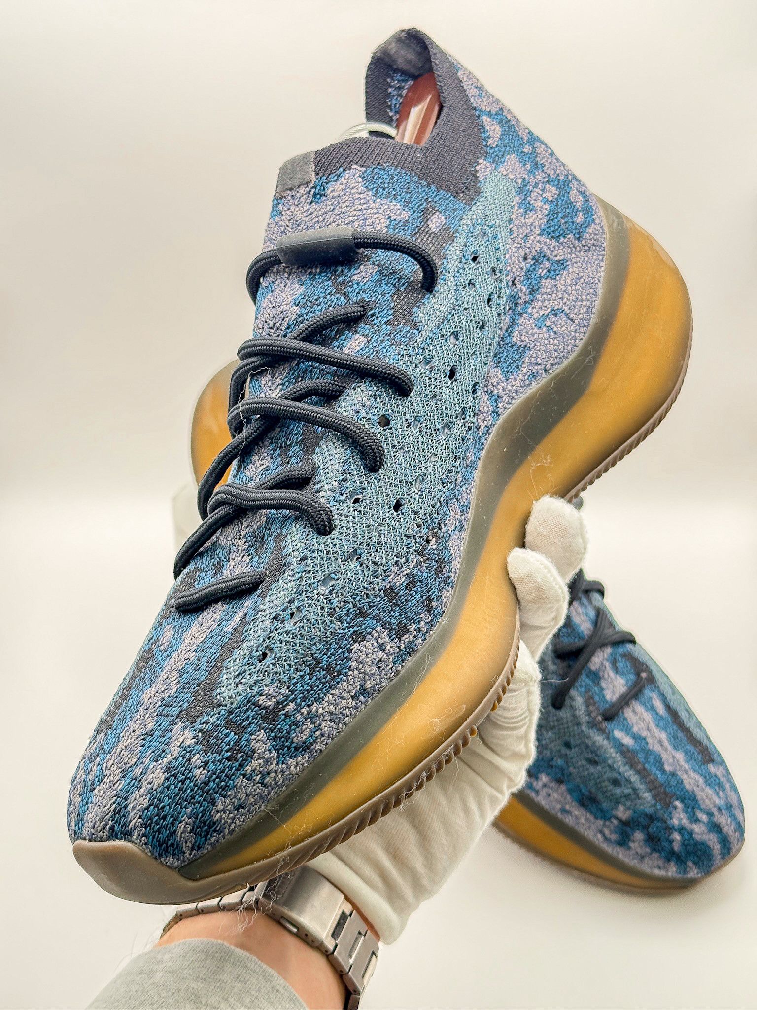 Adidas Adidas Yeezy 380 Blue Grey Speckled Gold Sole Sneakers Size US 12 / EU 45 - 4 Thumbnail