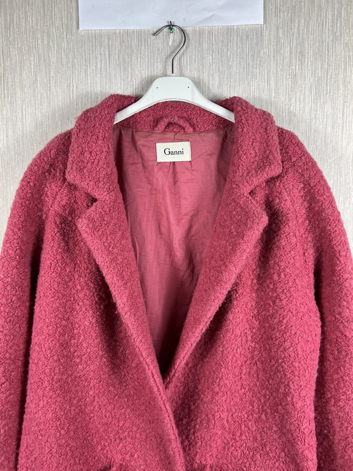 Ganni Ganni programme teddy long tied coat sherpa wool nylon pink Size M / US 6-8 / IT 42-44 - 6 Thumbnail