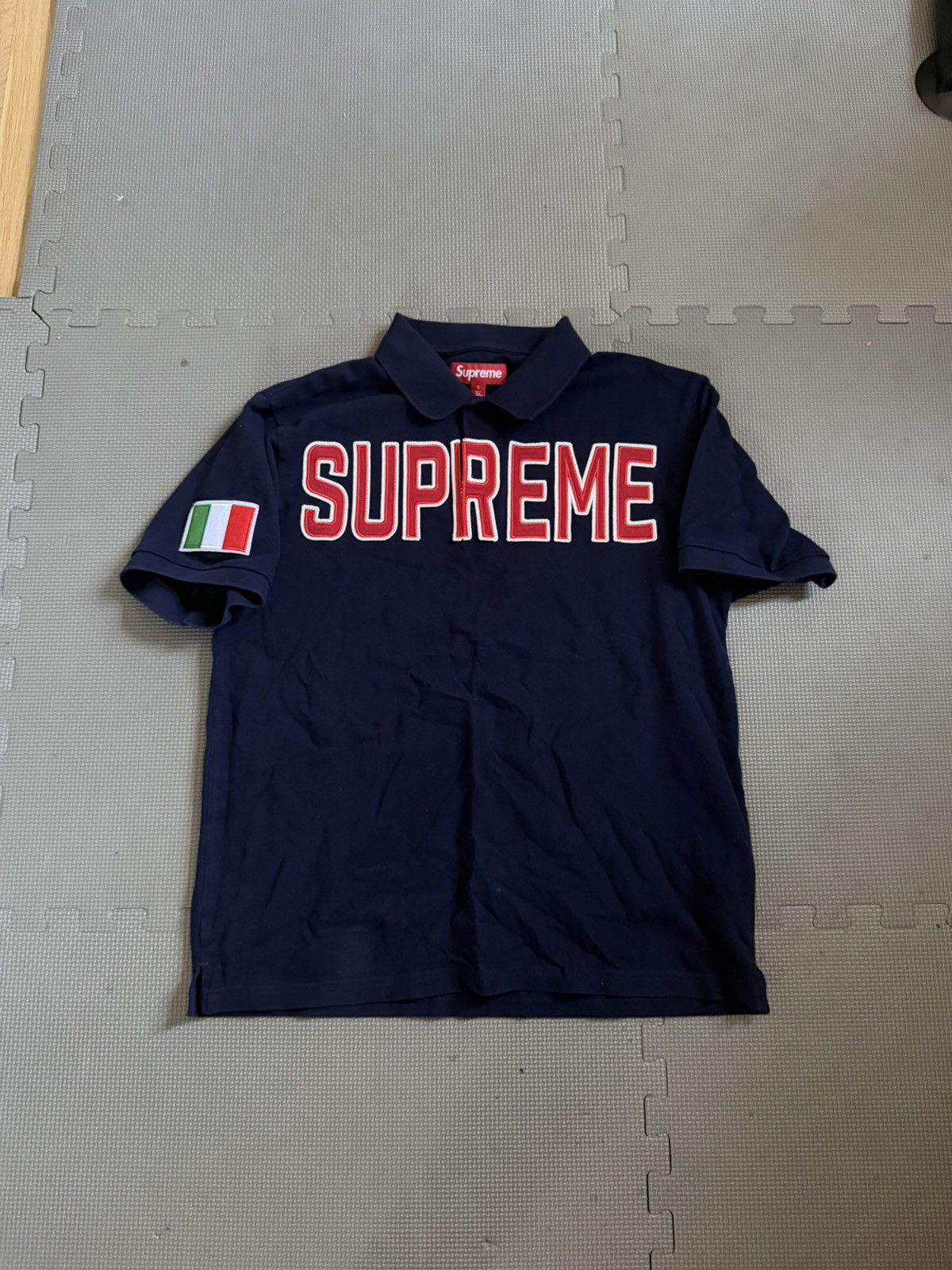 【L】Supreme Twill Appliqué Polo Supreme Twill Appliqué Polo Yellow Men's - FW25 - US