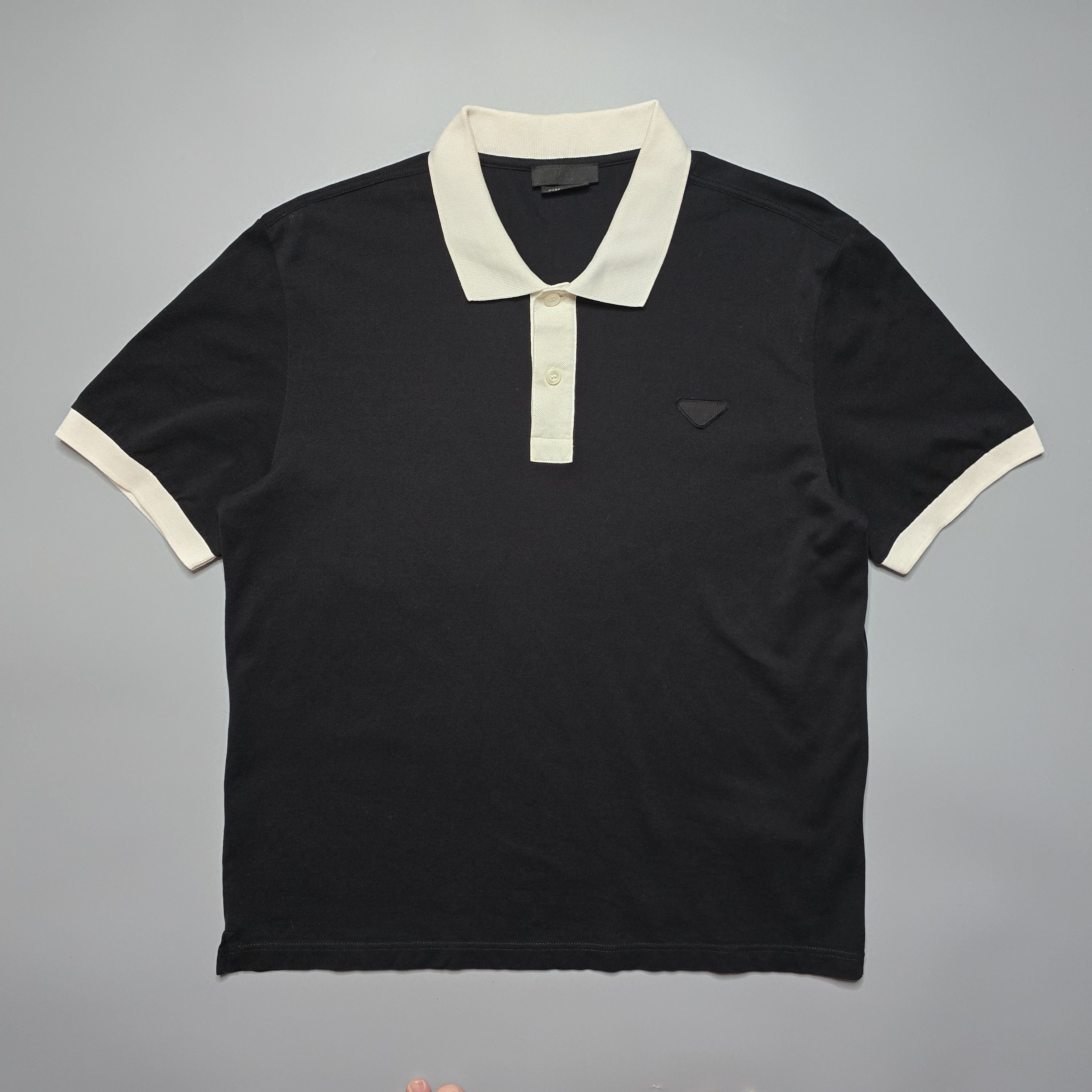 Prada Prada Mesh Knit Polo Collared Shirt Mens Cutout Green