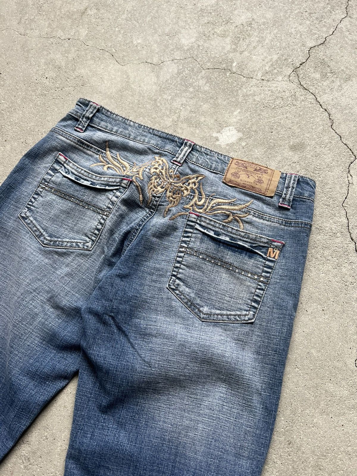Hysteric Glamour × If Six Was Nine × Le Grande Bleu (L.G.B.) Crazy Y2K flared IfSixWasNine LGB style jeans butterfly Size 27" / US 4 / IT 40 - 4 Thumbnail