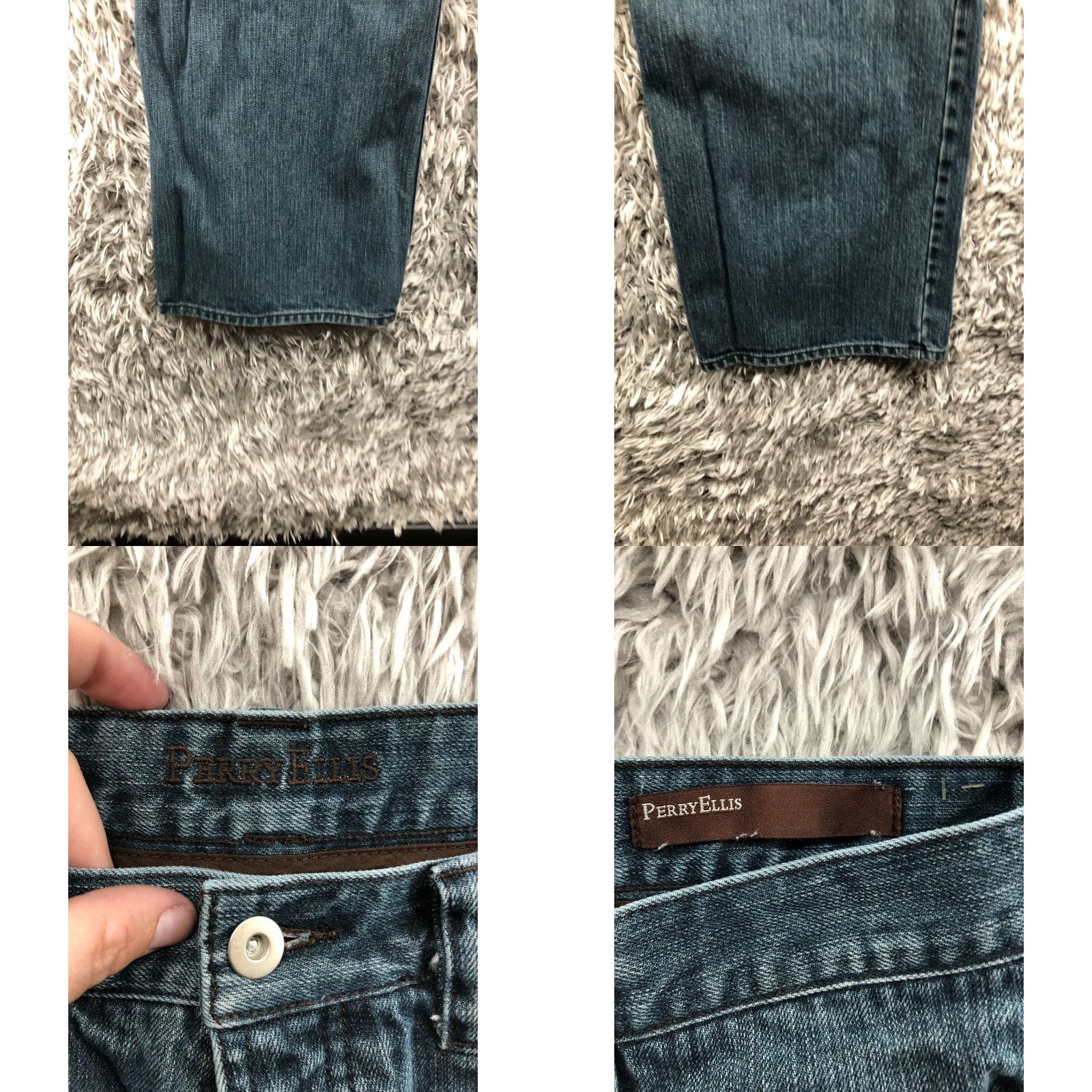Perry Ellis Perry Ellis Jeans 34x32 Mens Dark Wash Blue Denim Mid Rise Straight Leg 5-Pocket 34 Regular Blue Size US 34 / EU 50 - 8 Thumbnail