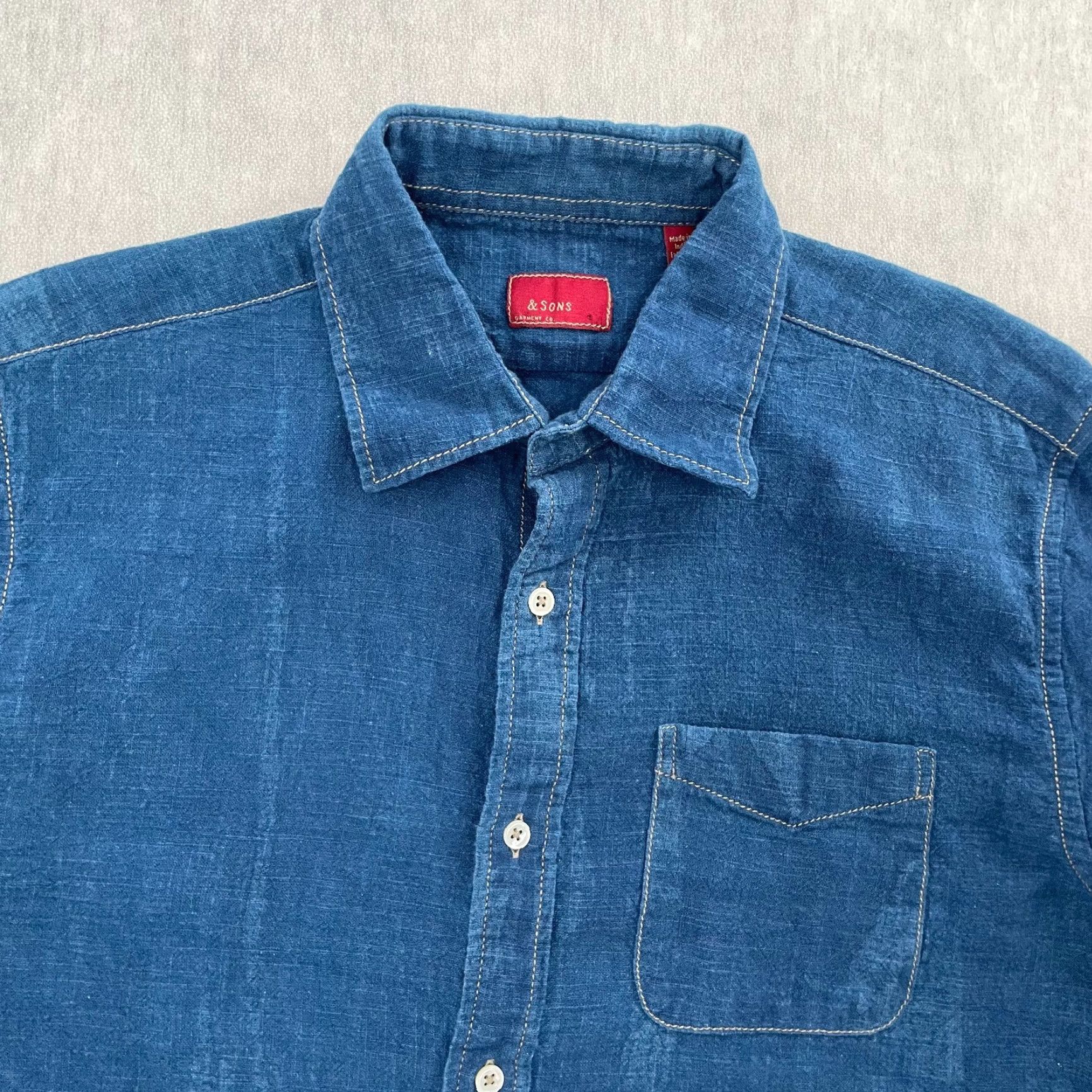 CO & Sons Garment Co Shirt Mens M Adult Medium Blue Button Up Pocket Cotton Shirt Size US M / EU 48-50 / 2 - 3 Thumbnail