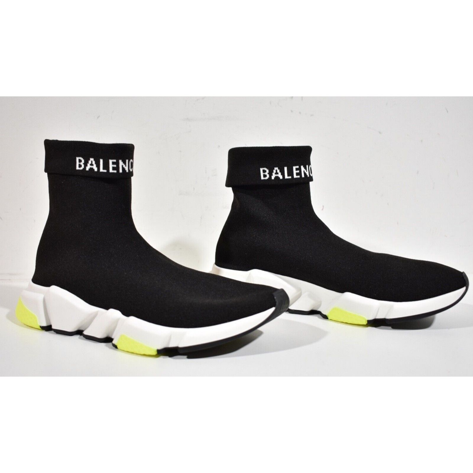 Balenciaga Balenciaga Mens Sock Speed Black White Yellow Logo Size US 10 / EU 43 - 4 Thumbnail