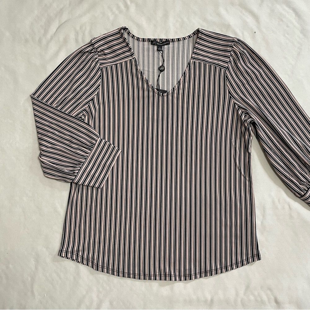 Adrianna Papell NWT New $69 Adrianna Papell 3/4 Sleeve Striped Blouse Size Size L / US 10 / IT 46 - 5 Thumbnail