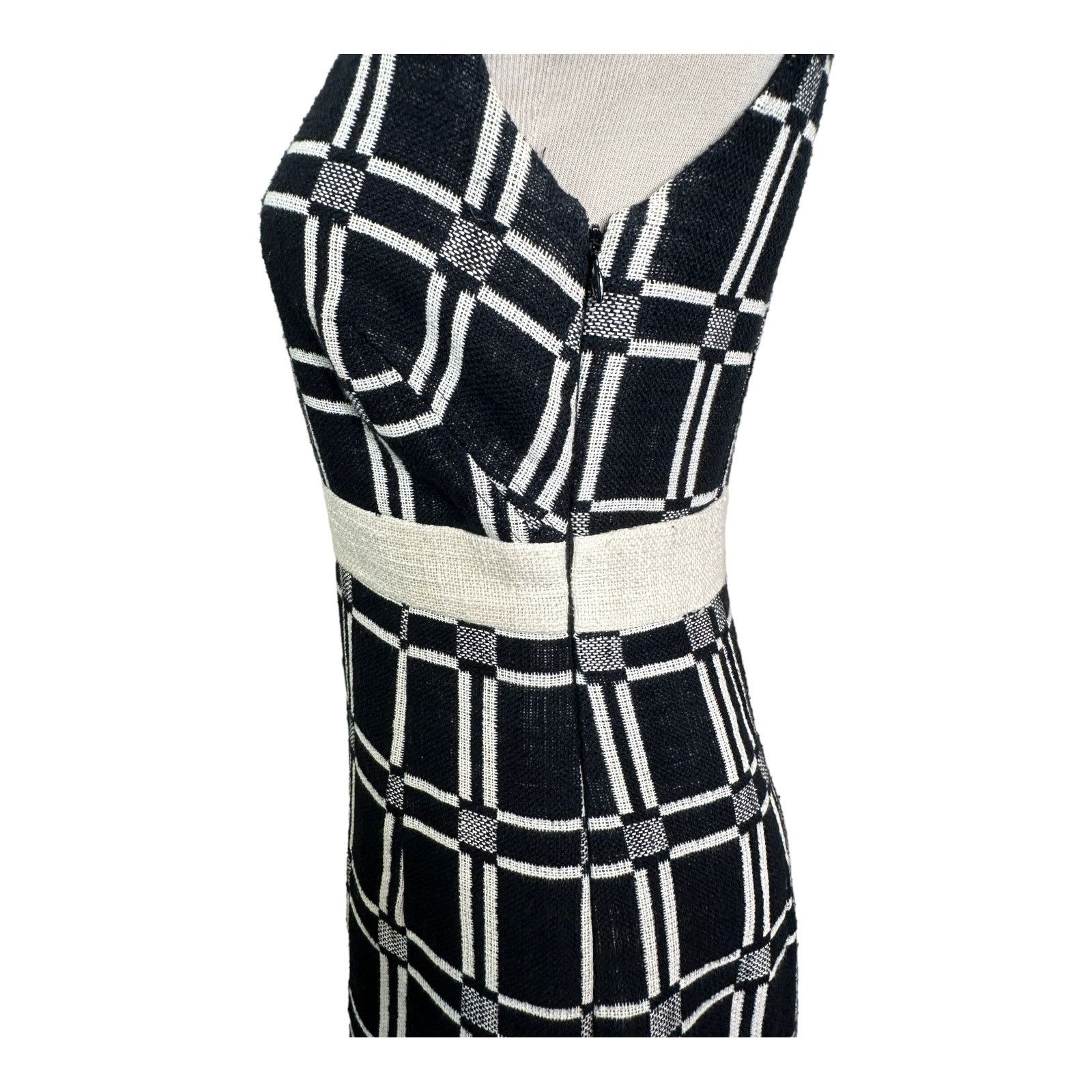MILLY Milly black cream canvas party sheath dress size 0 Size XS / US 0-2 / IT 36-38 - 12 Thumbnail