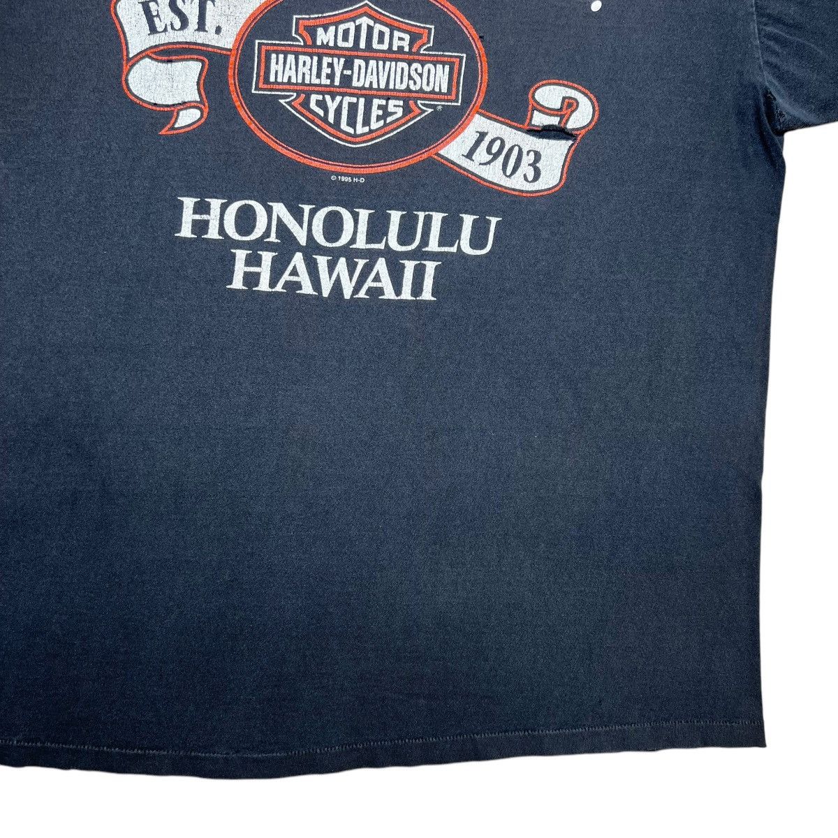 Harley Davidson × Vintage 1995 Harley Davidson Motorcycle Honolulu Hawaii Graphic Tee Size US XL / EU 56 / 4 - 15 Thumbnail