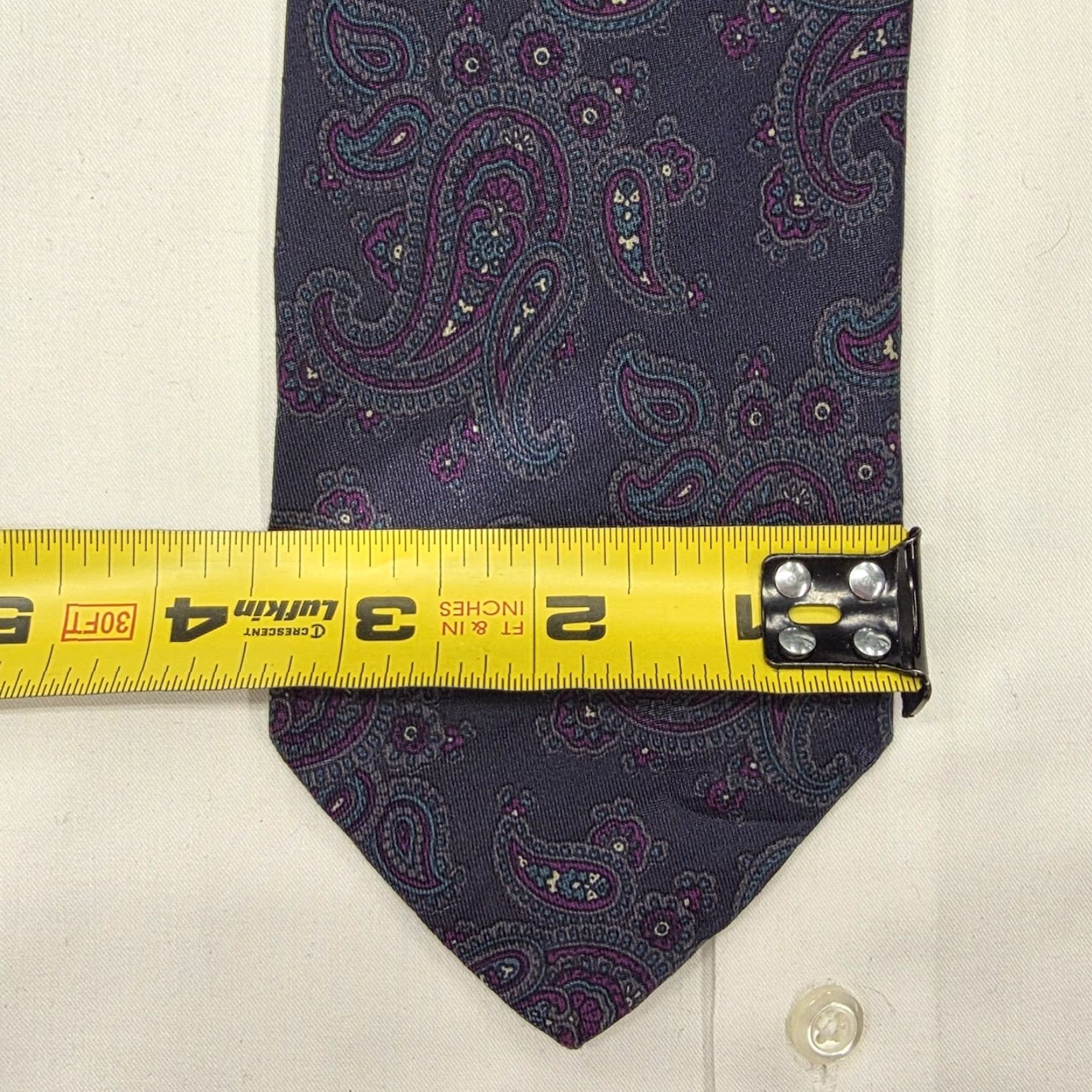 Robert Talbott Robert Talbott Necktie Mens Blue Paisley Hand Printed Designer Classic Silk USA Tie Size ONE SIZE - 4 Thumbnail