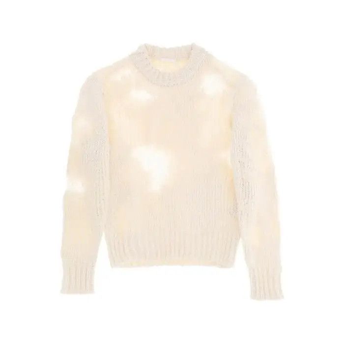 image of Chloe O1S22I1N0424 Mixed Knit Sweater In White, Women's (Size Medium)