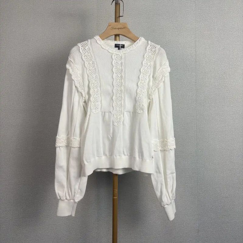 Chanel Chanel Gray Cotton Pullover Sweater 0089 Size M / US 6-8 / IT 42-44 - 1 Thumbnail