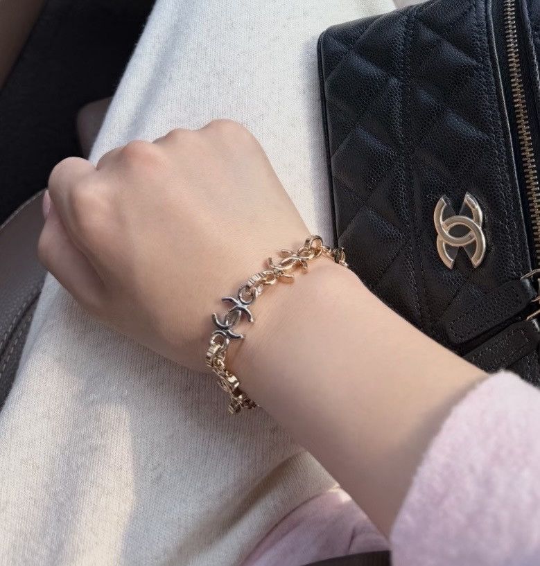 Chanel Chanel 26P Gold Silver CC Logo Link Adjustable Arm Bracelet Size ONE SIZE - 8 Thumbnail