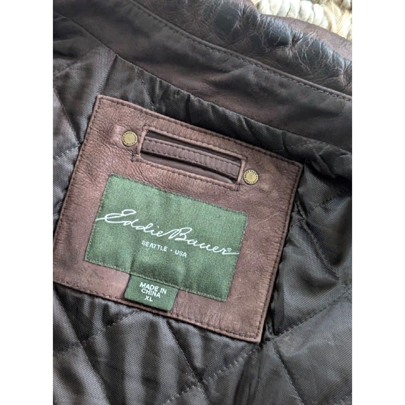 Eddie Bauer VINTAGE Eddie Bauer COAT XL brown leather COWHIDE jacket mens overcoat Patina distressed Patina leather Size US XL / EU 56 / 4 - 4 Thumbnail