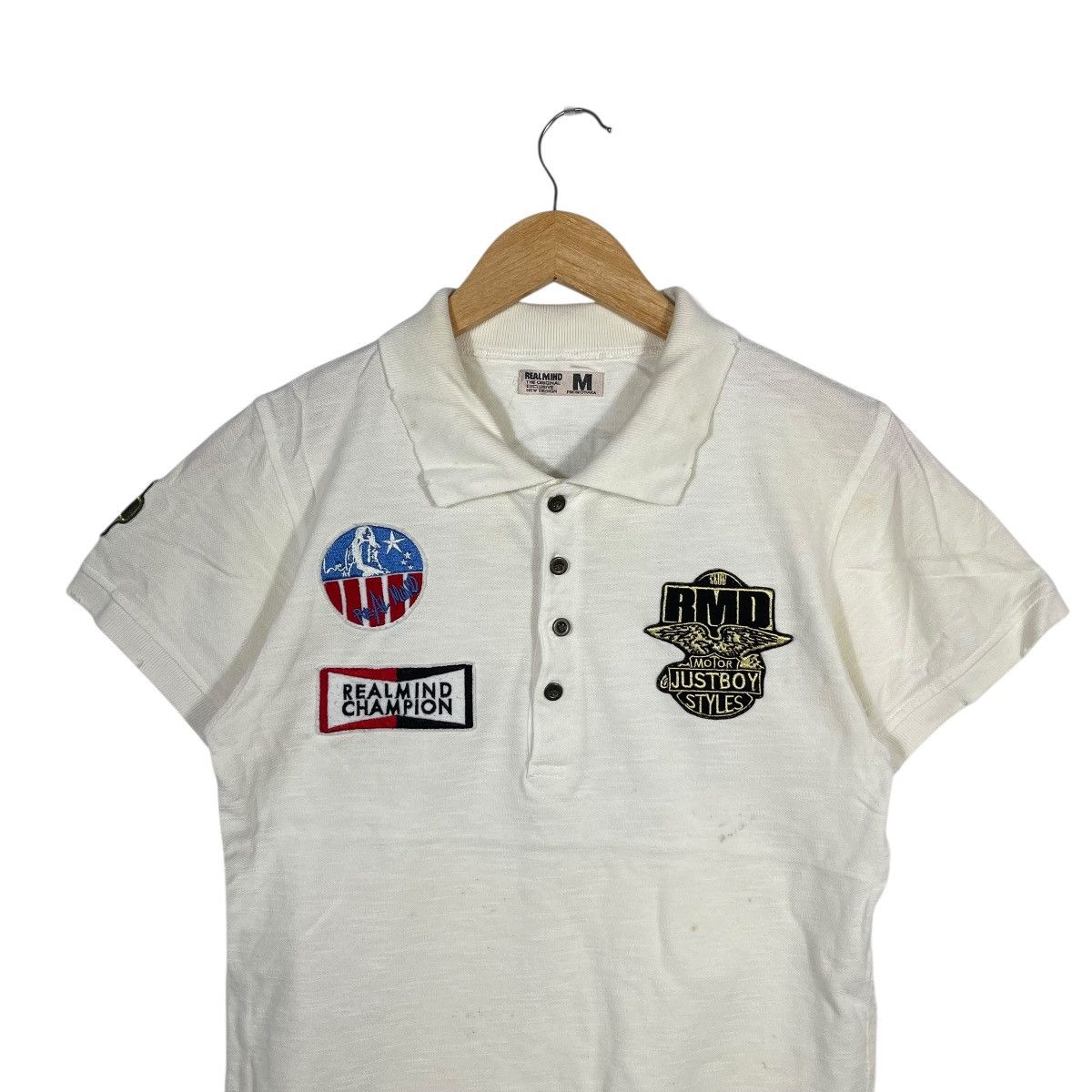 Vintage Real Mind Osaka White Patch Polo Shirt Y2K Japanese Size US M / EU 48-50 / 2 - 2 Thumbnail