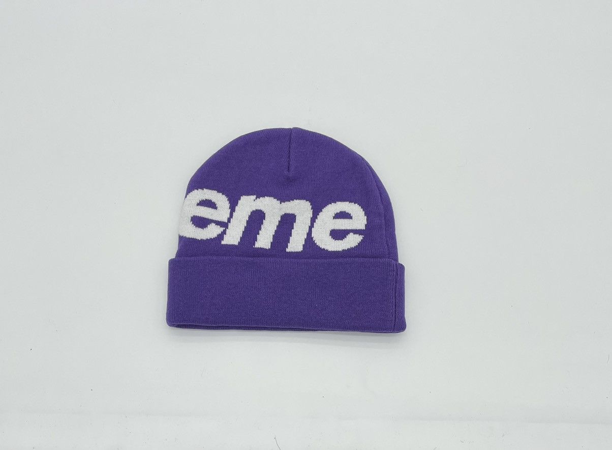 Supreme Supreme Big Logo Beanie Dark Purple Size ONE SIZE - 2 Thumbnail