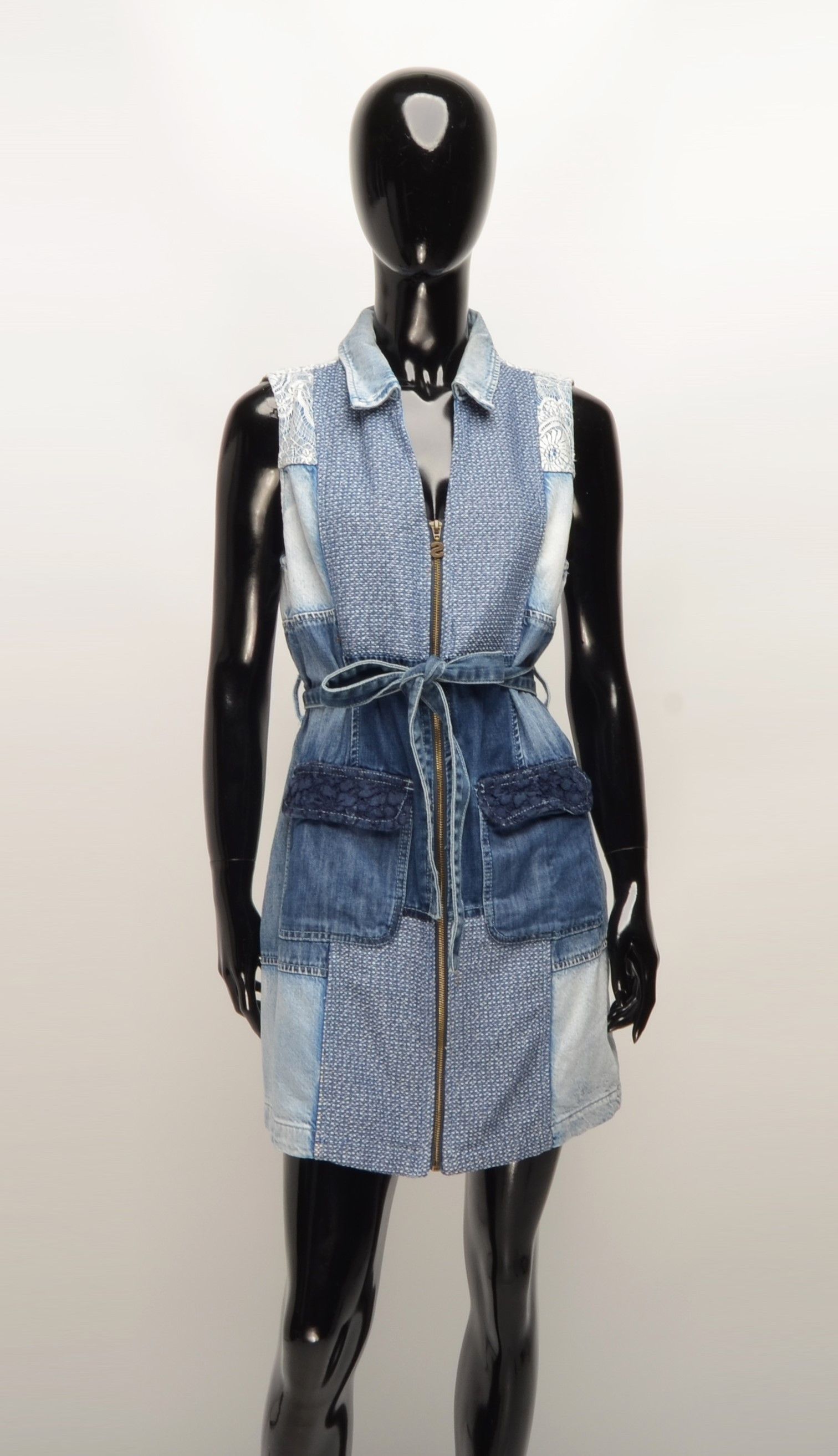 Desigual Vintage Desigual Denim Patchwork Mini Dress Size S / US 4 / IT 40 - 1 Thumbnail