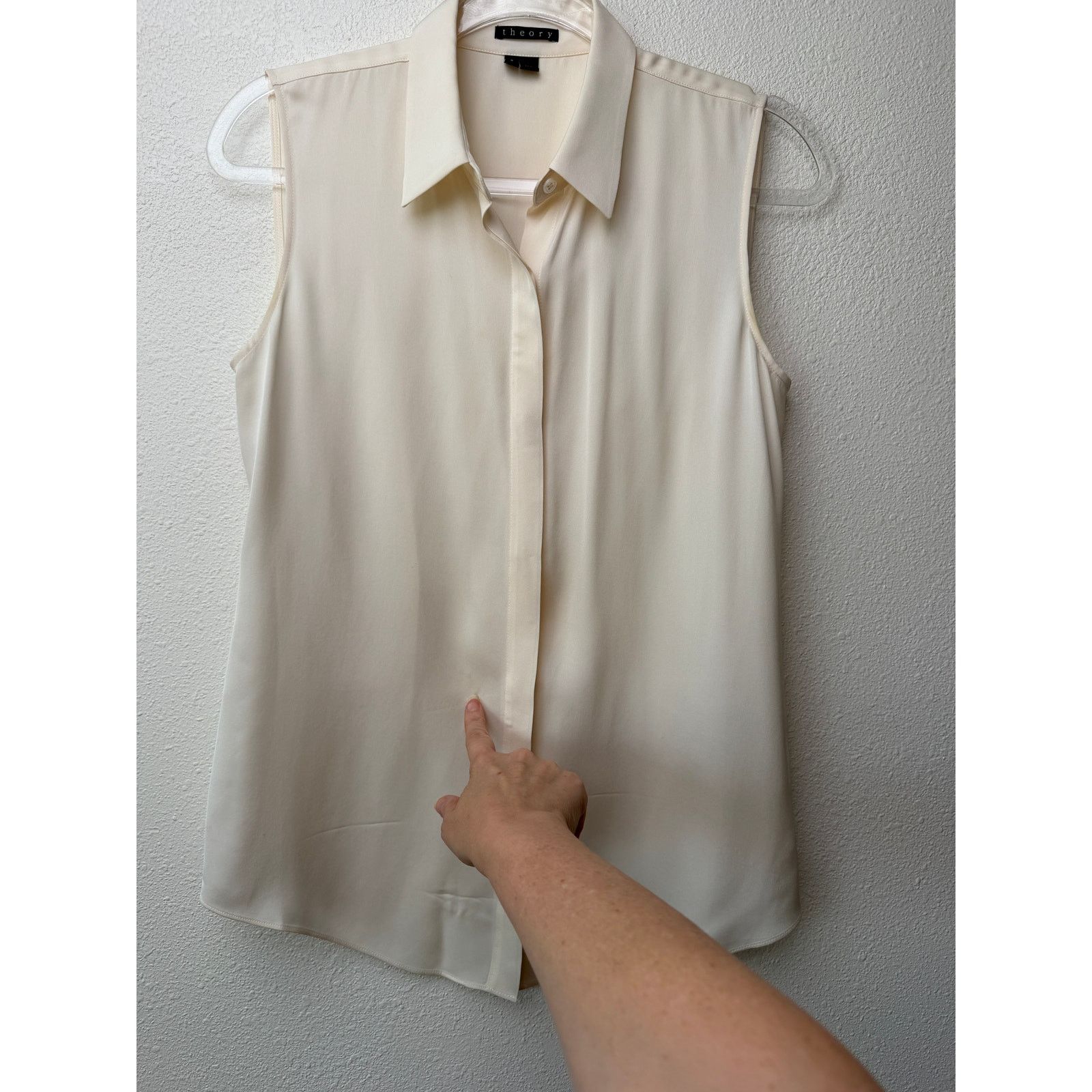 Theory Theory Tanelis Cream Silk Camp Collar Blouse US S Size S / US 4 / IT 40 - 7 Thumbnail