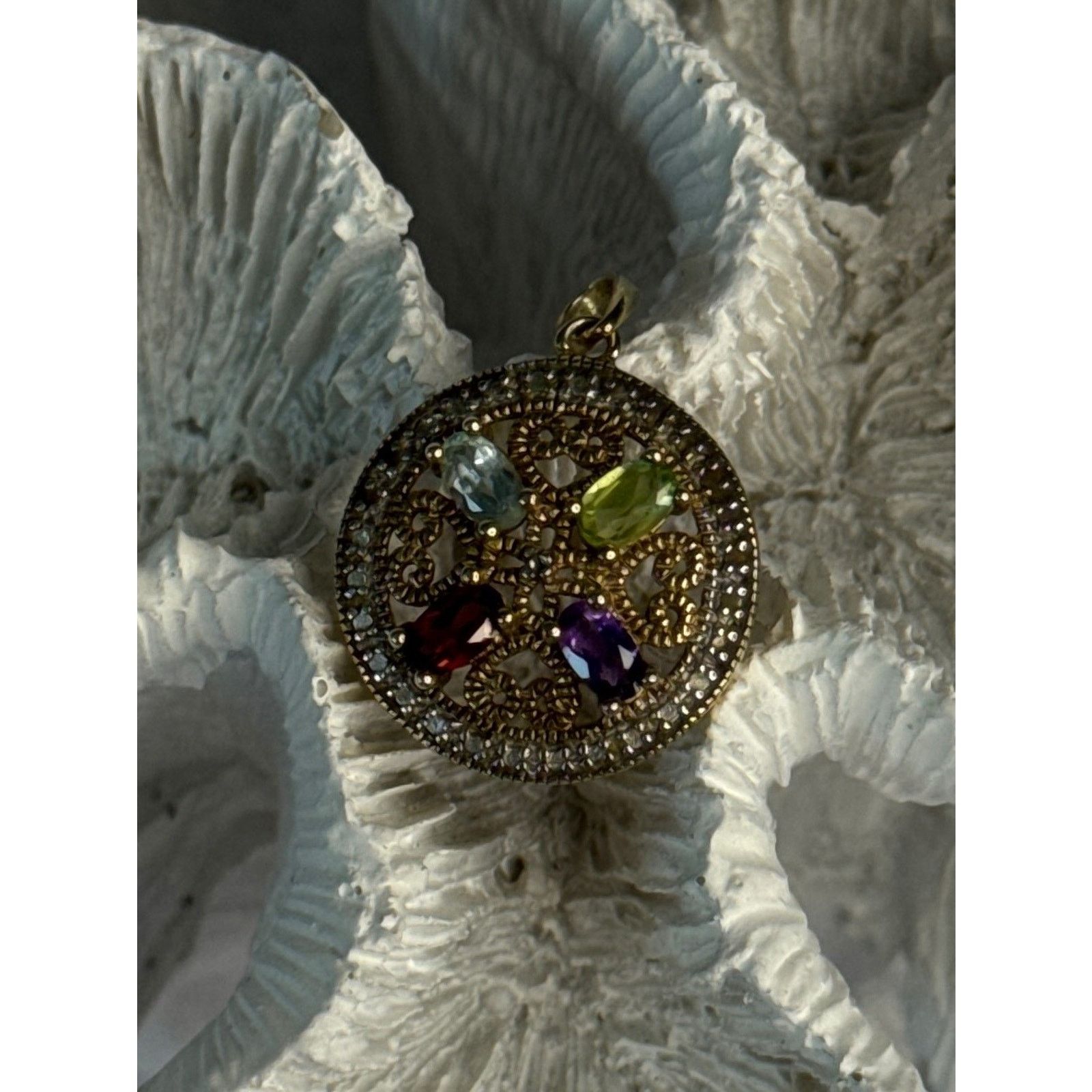 Jewelry 925 STERLING SILVER TOPAZ PERIDOT GARNET AMETHYST PENDANT Size ONE SIZE - 2 Thumbnail
