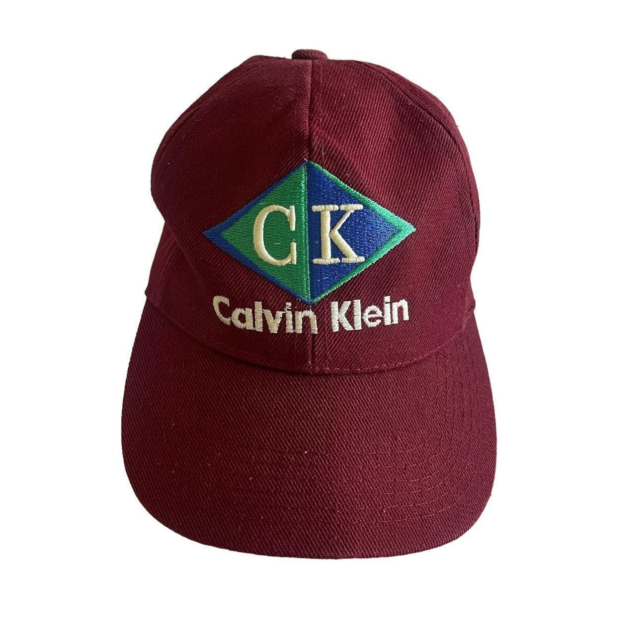 Calvin Klein Vintage Calvin Klein Spellout Logo hat Cap Burgundy Size ONE SIZE - 1 Thumbnail