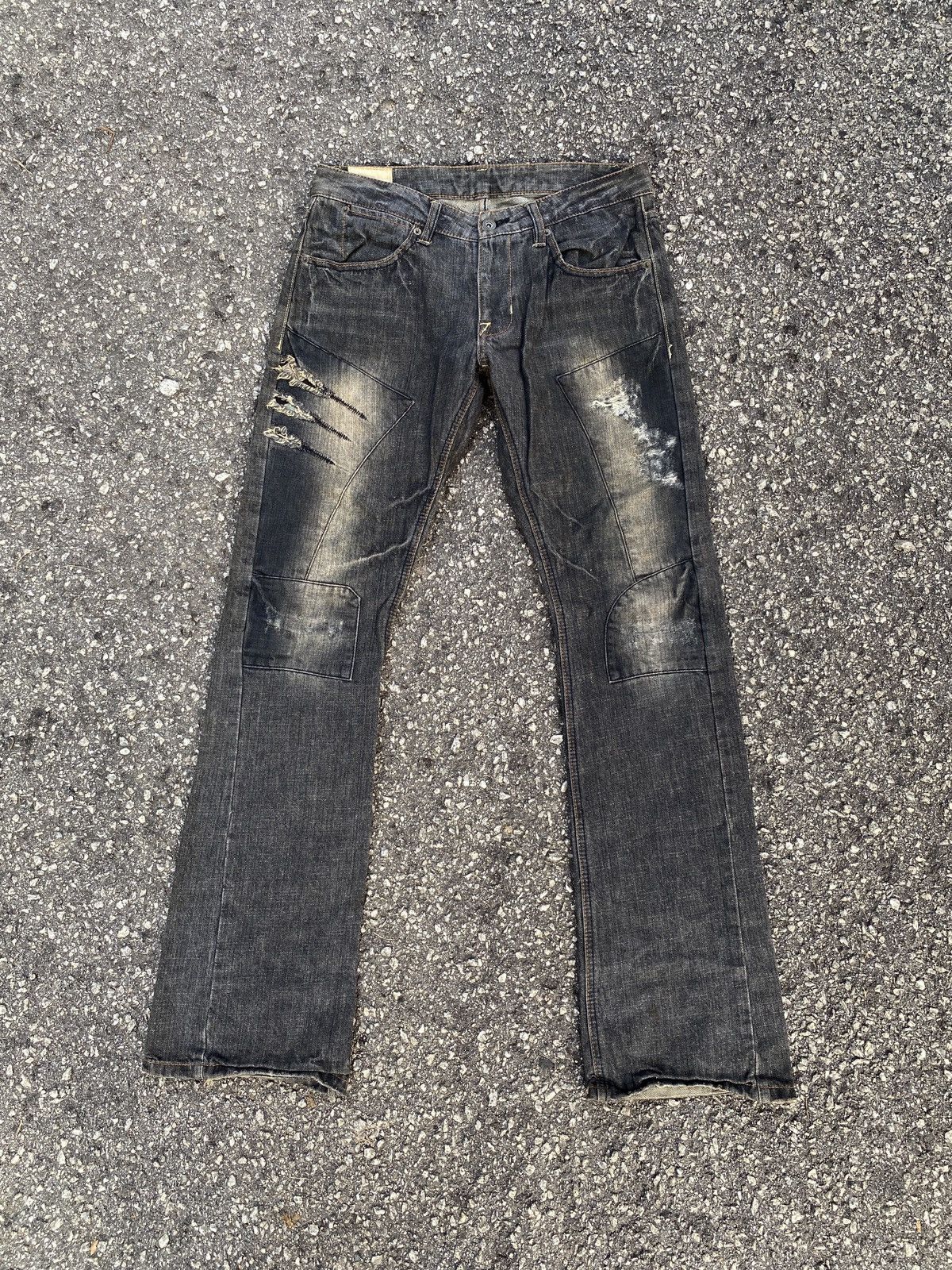 If Six Was Nine × Japanese Brand × Le Grande Bleu (L.G.B.) Flare Vintage Steen Blue Patchwork Distressed Denim Size US 31 - 1 Thumbnail