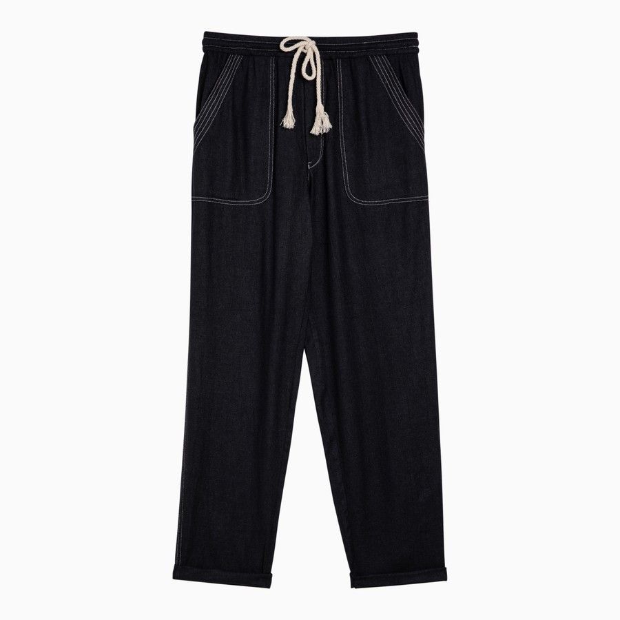 Isabel Marant Etoile o1d2blof0824 Silk Drawstring Trousers in Black Size 28" / US 6 / IT 42 - 1 Thumbnail
