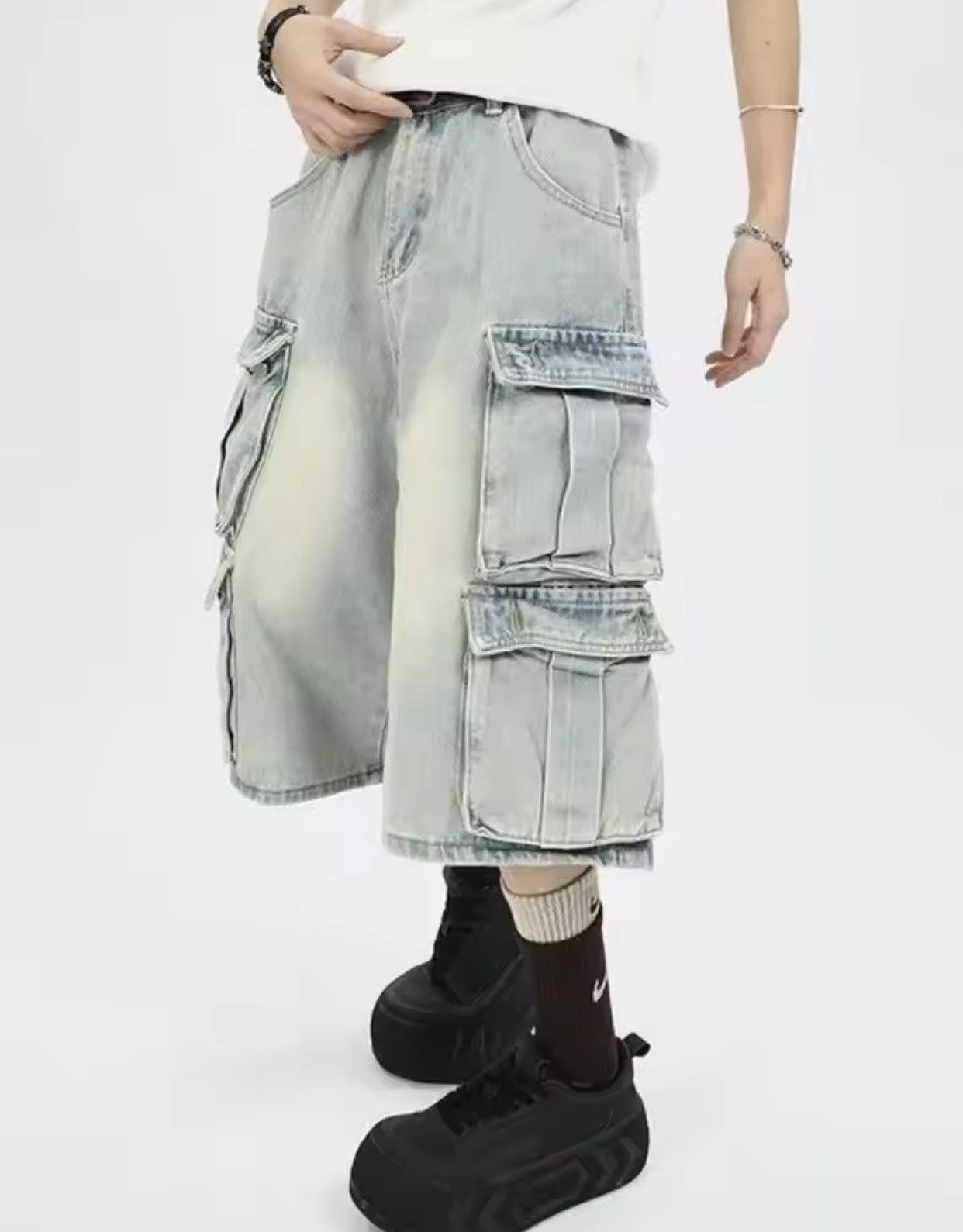 Jean × Vintage American Style Multi Pocket Denim Shorts Size US 27 - 3 Thumbnail