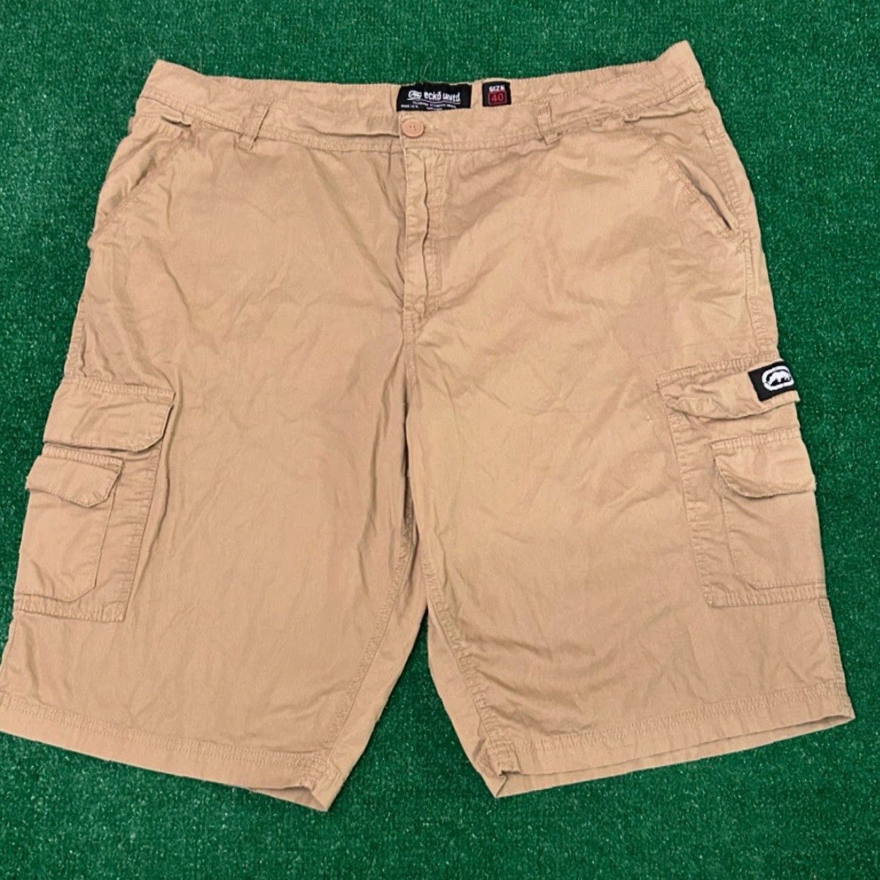 Ecko Unltd. VINTAGE Ecko Unltd Cargo Shorts Baggy Hip Hop Skater Mens 40 Beige Pockets 90s Y2k Size US 40 / EU 56 - 4 Thumbnail