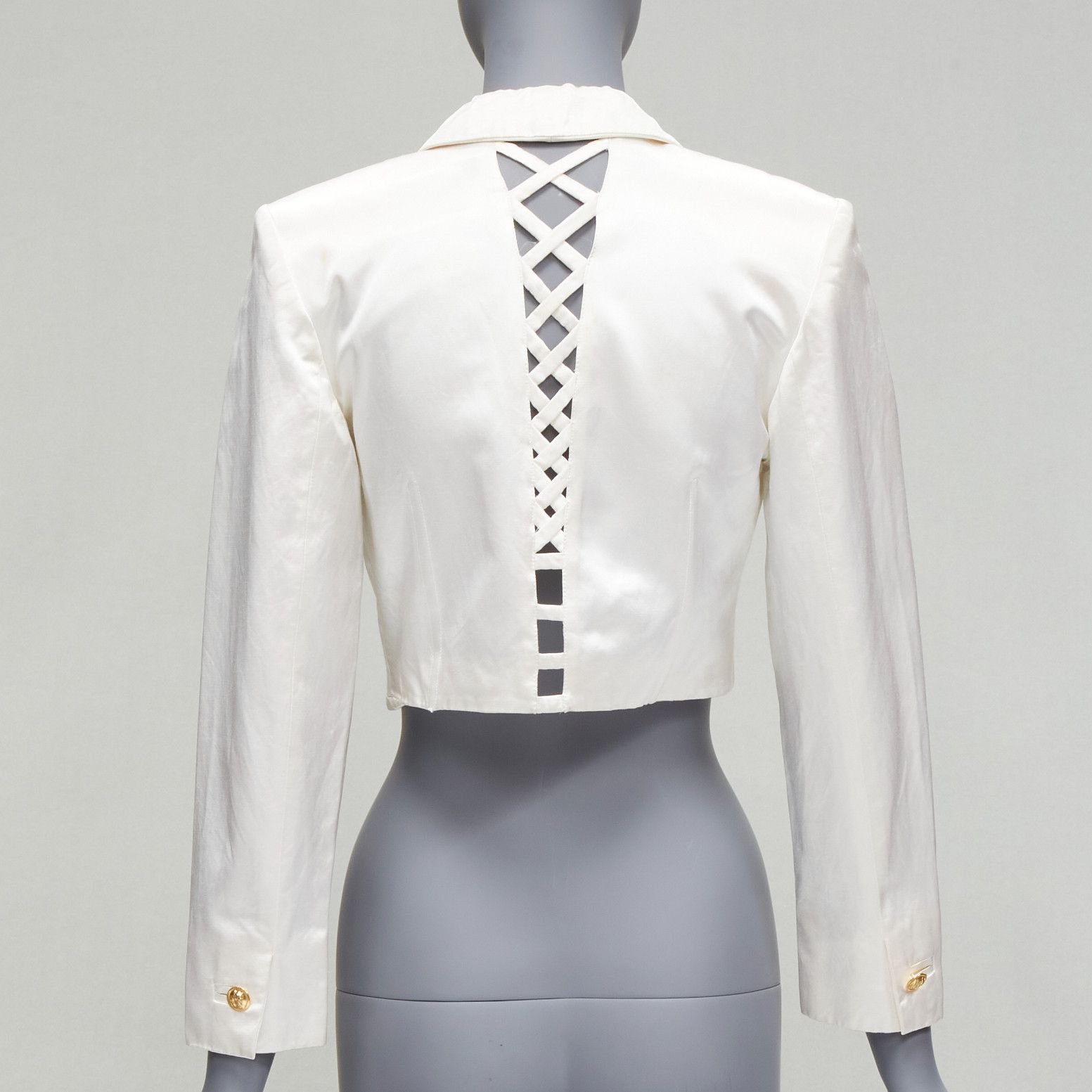Versus VERSUS GIANNI VERSACE pearl satin lattice lace back cropped blazer jacket IT42 M Size M / US 6-8 / IT 42-44 - 1 Thumbnail
