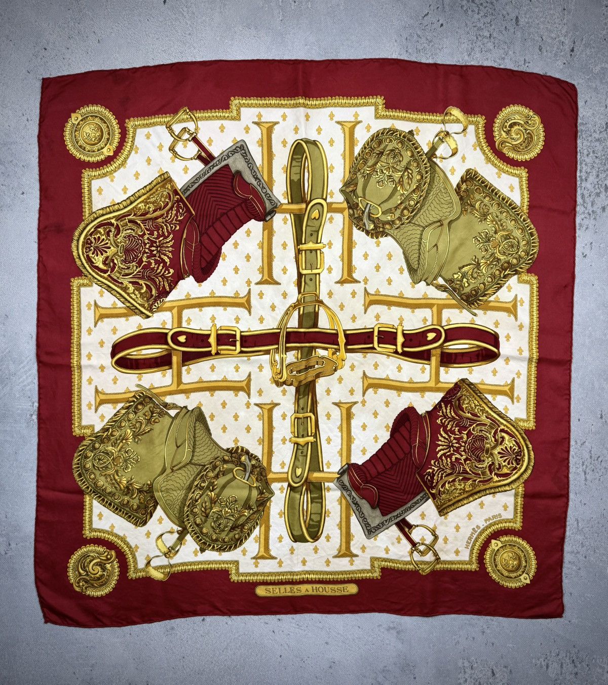 Hermes Vintage Hermes Silk Scarf Selles a Housse Carre 90 Rare 80s Size ONE SIZE - 1 Thumbnail