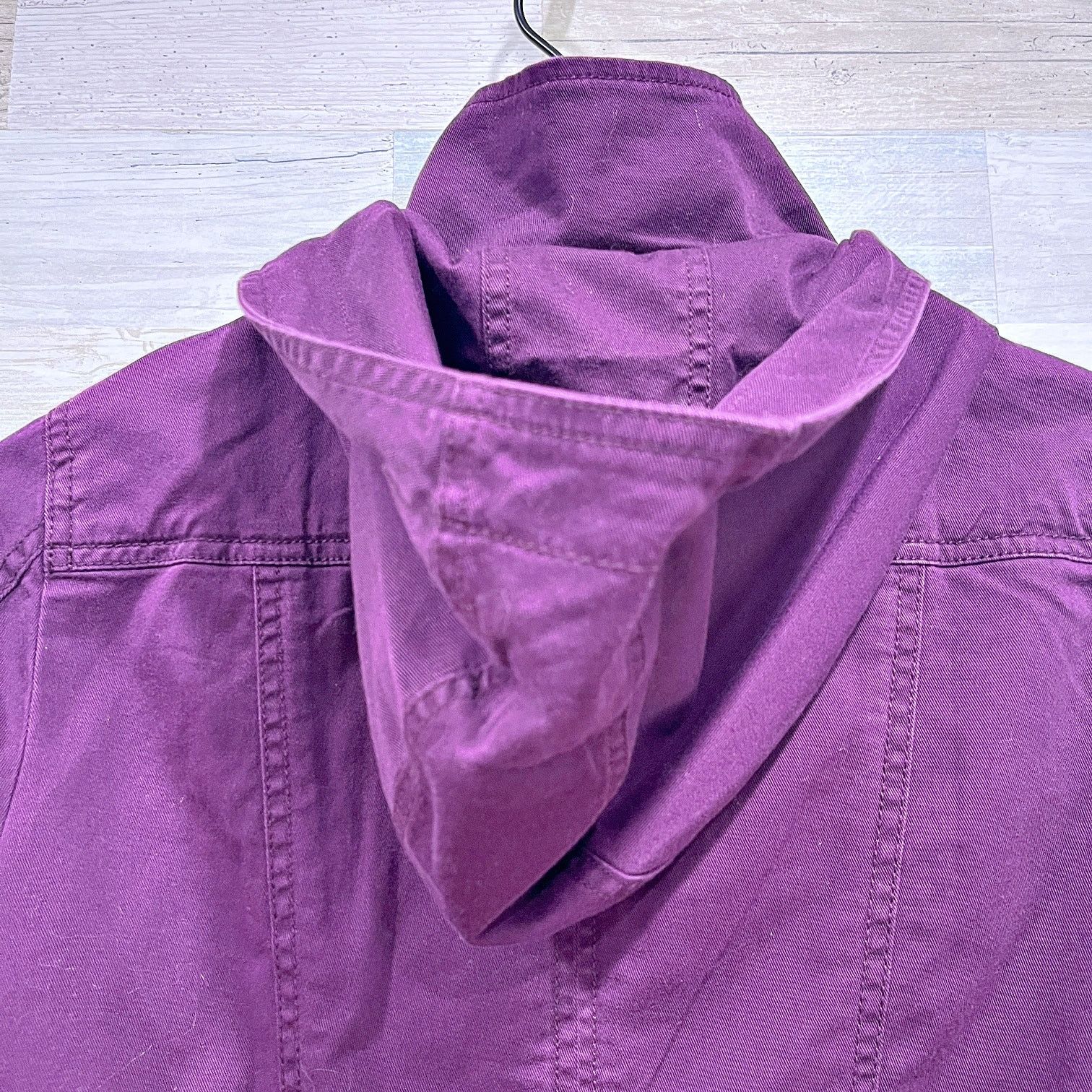 Loft LOFT Hooded Utility Field Jacket Purple Snaps Unlined XS Size XS / US 0-2 / IT 36-38 - 4 Thumbnail
